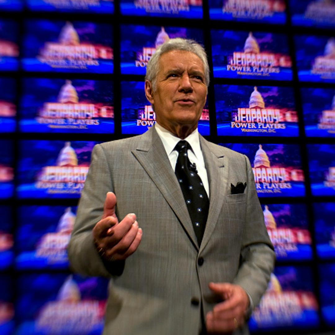 Alex Trebek poses on the set of Jeopardy on April 21, 2012.