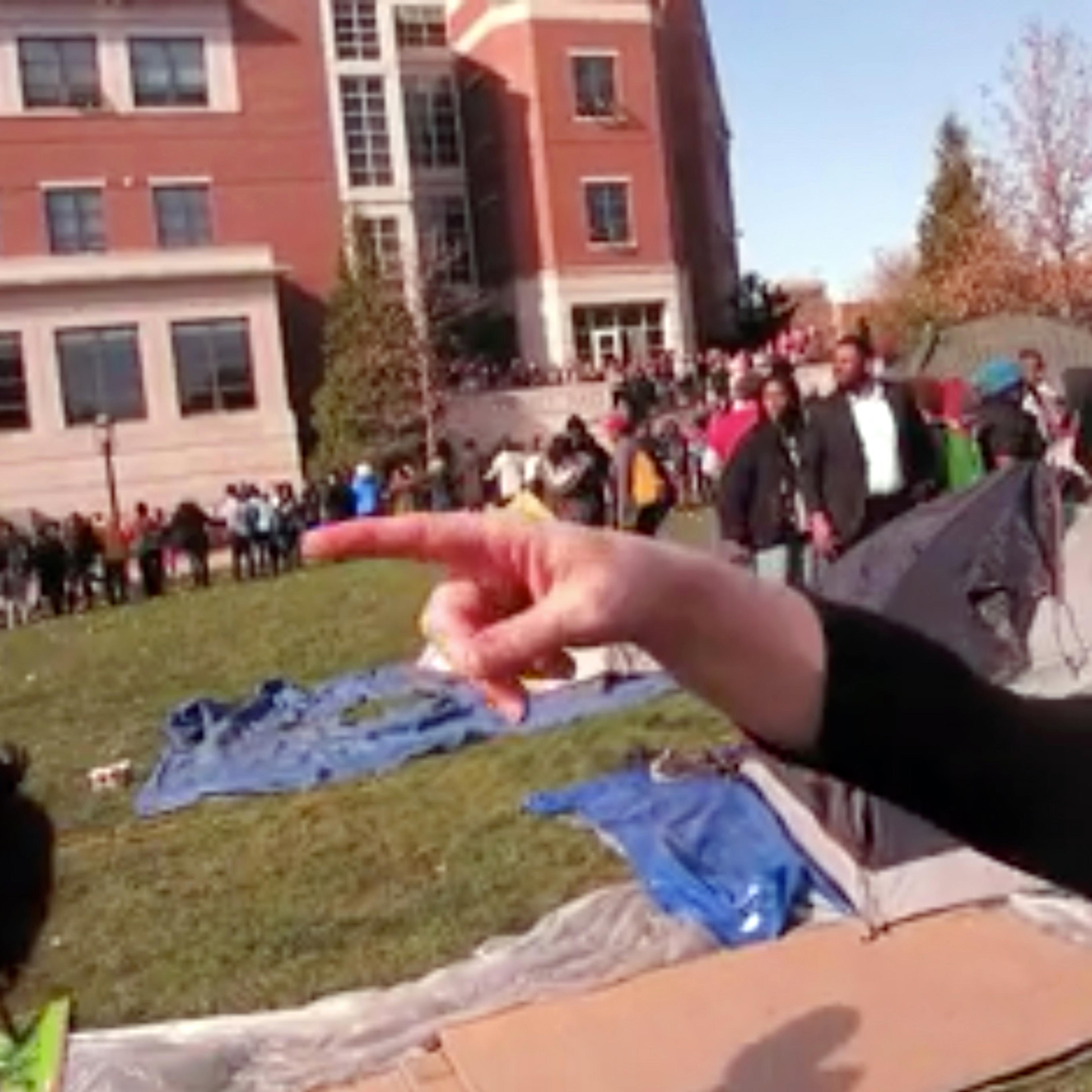 University of Missouri professor Melissa Click is seen here confronting a student journalist on Nov. 9, 2015.