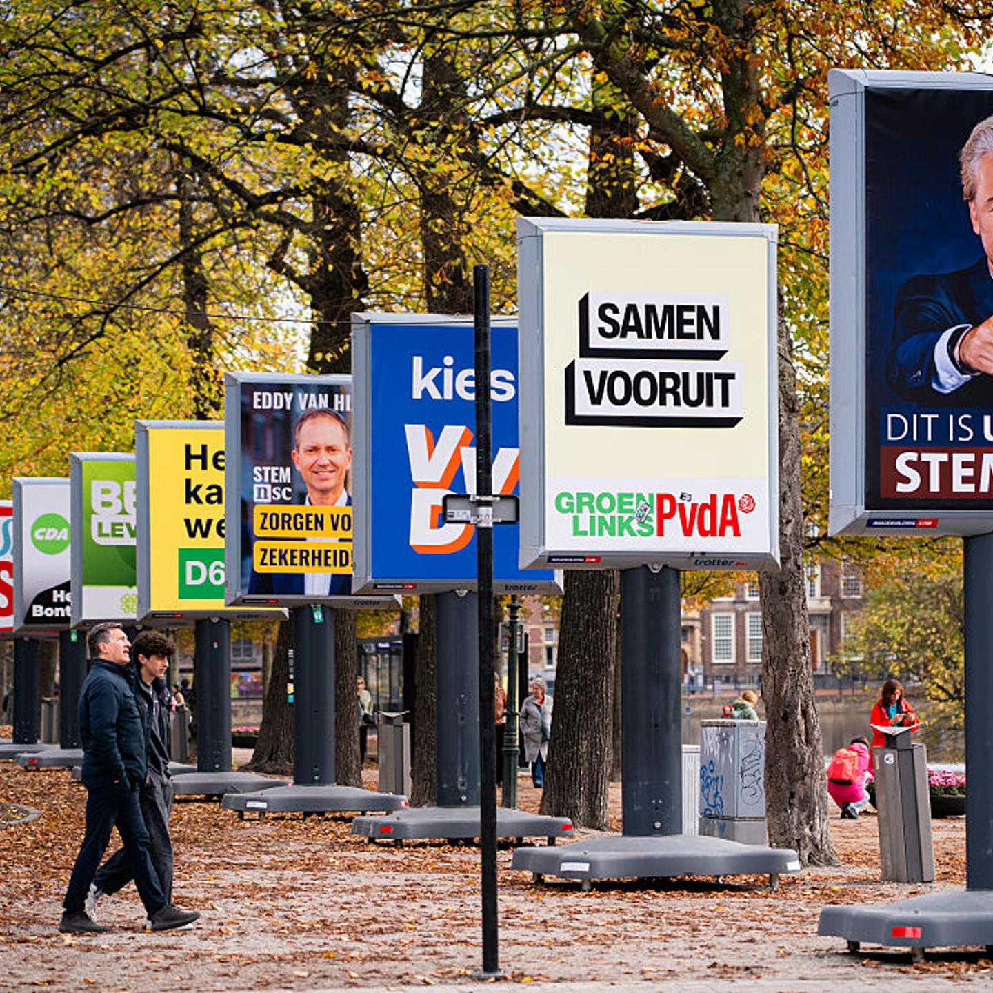 Campaign Posters And The Binnenhof Ahead Of Dutch Parliamentary Elections