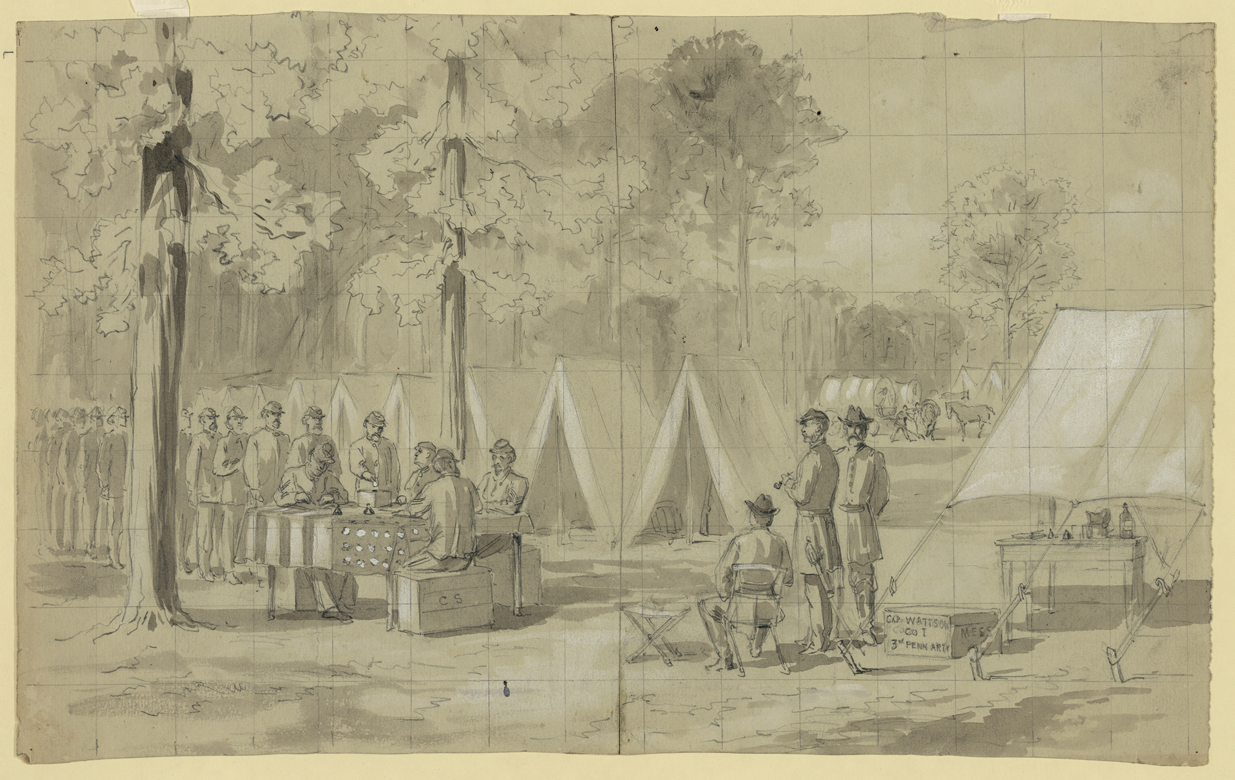 An illustration of Pennsylvania soldiers voting published in the Oct. 29, 1864, issue of <i>Harpers's Weekly</i>.
