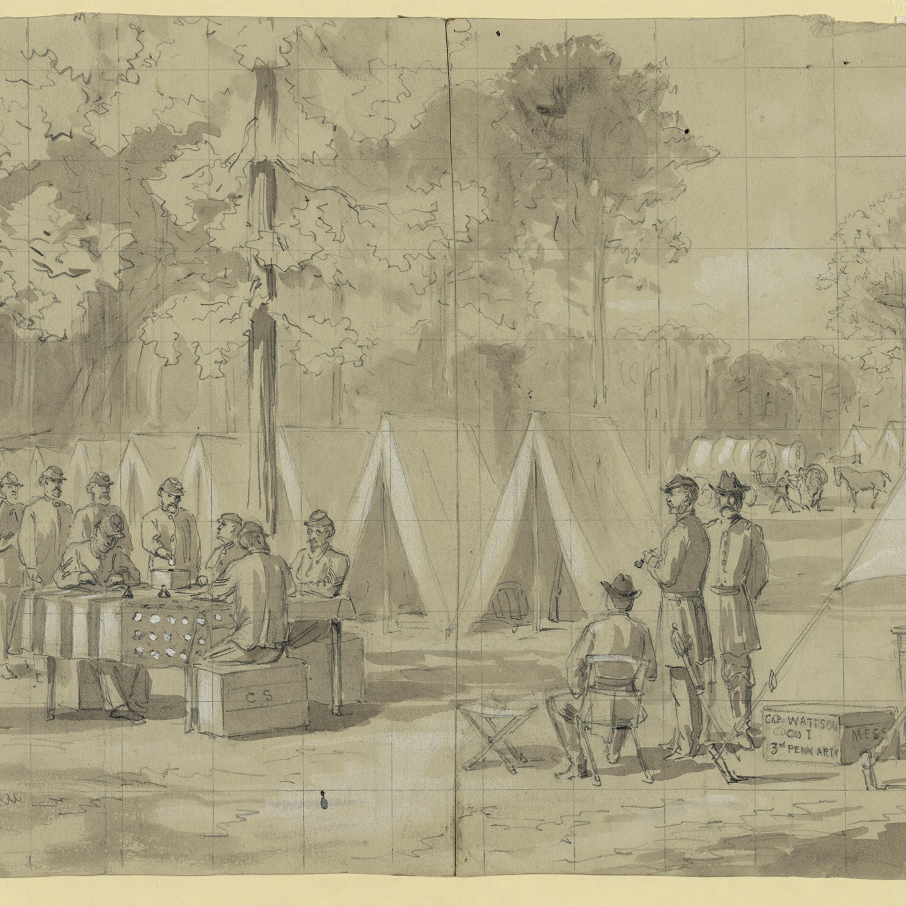 An illustration of Pennsylvania soldiers voting published in the Oct. 29, 1864, issue of <i>Harpers's Weekly</i>.