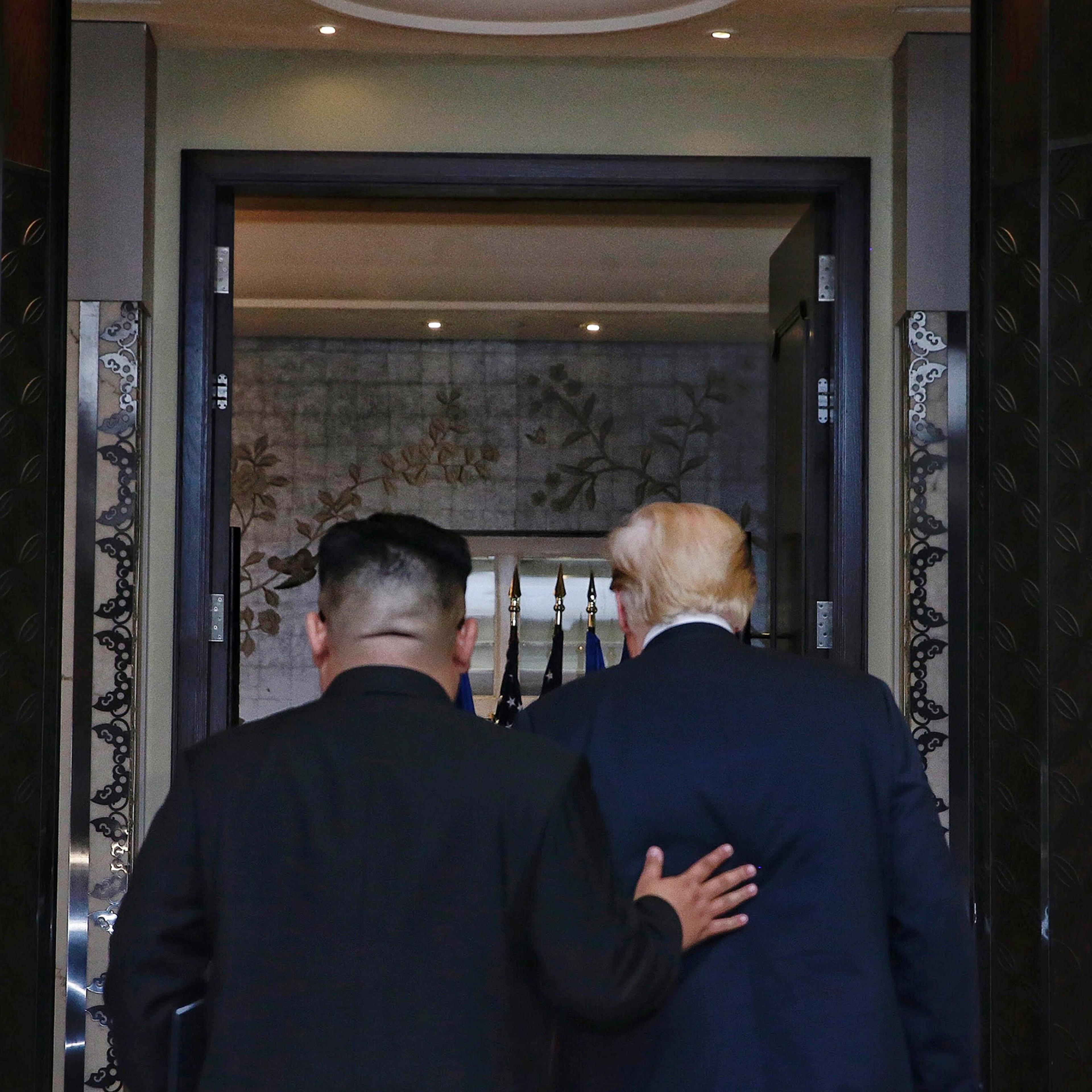 Kim Trump depart signing at Singapore Summit