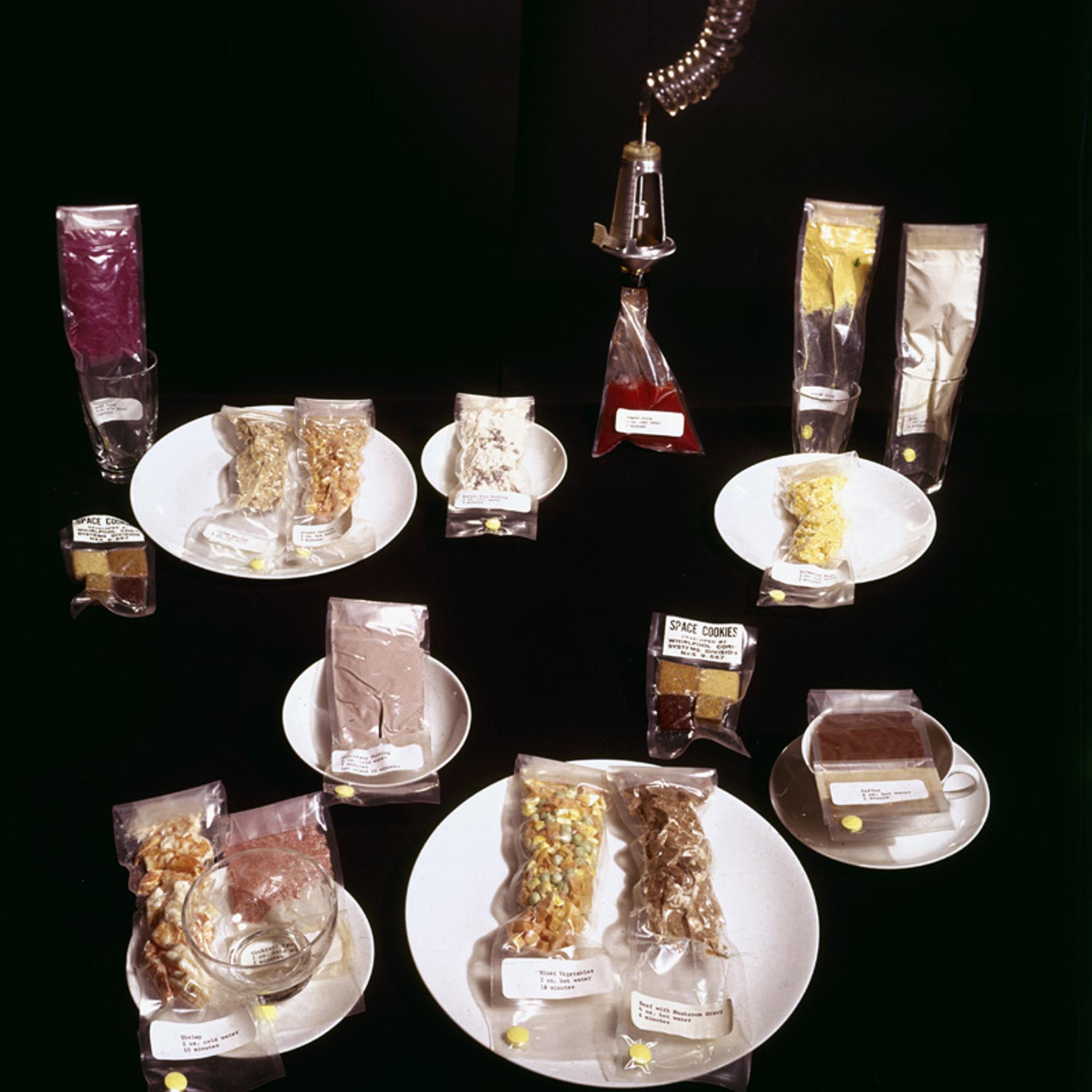 Dehydrated space foods for astronauts on Gemini missions, 1963.