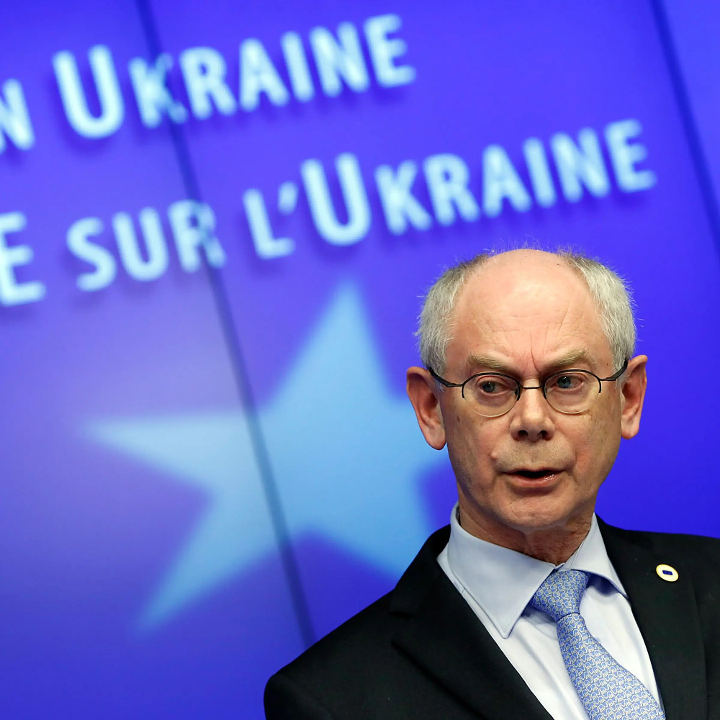 European Council President Herman Van Rompuy speaks at a news conference at the end of a European leaders emergency summit on Ukraine, in Brussels, March 6, 2014.
