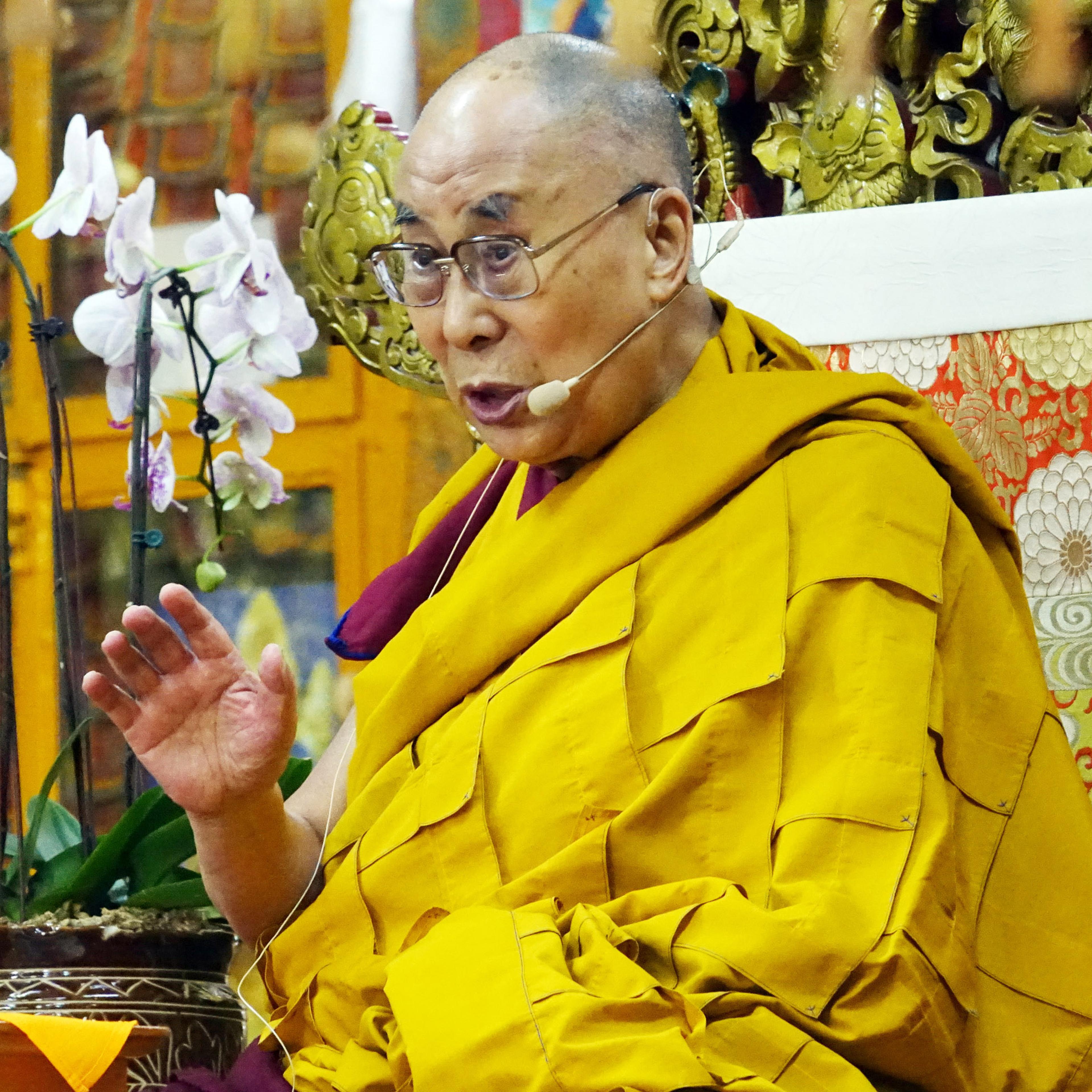 Tibetan Spiritual Leader Dalai Lama At The Tsuglakhang Temple In Dharamsala
