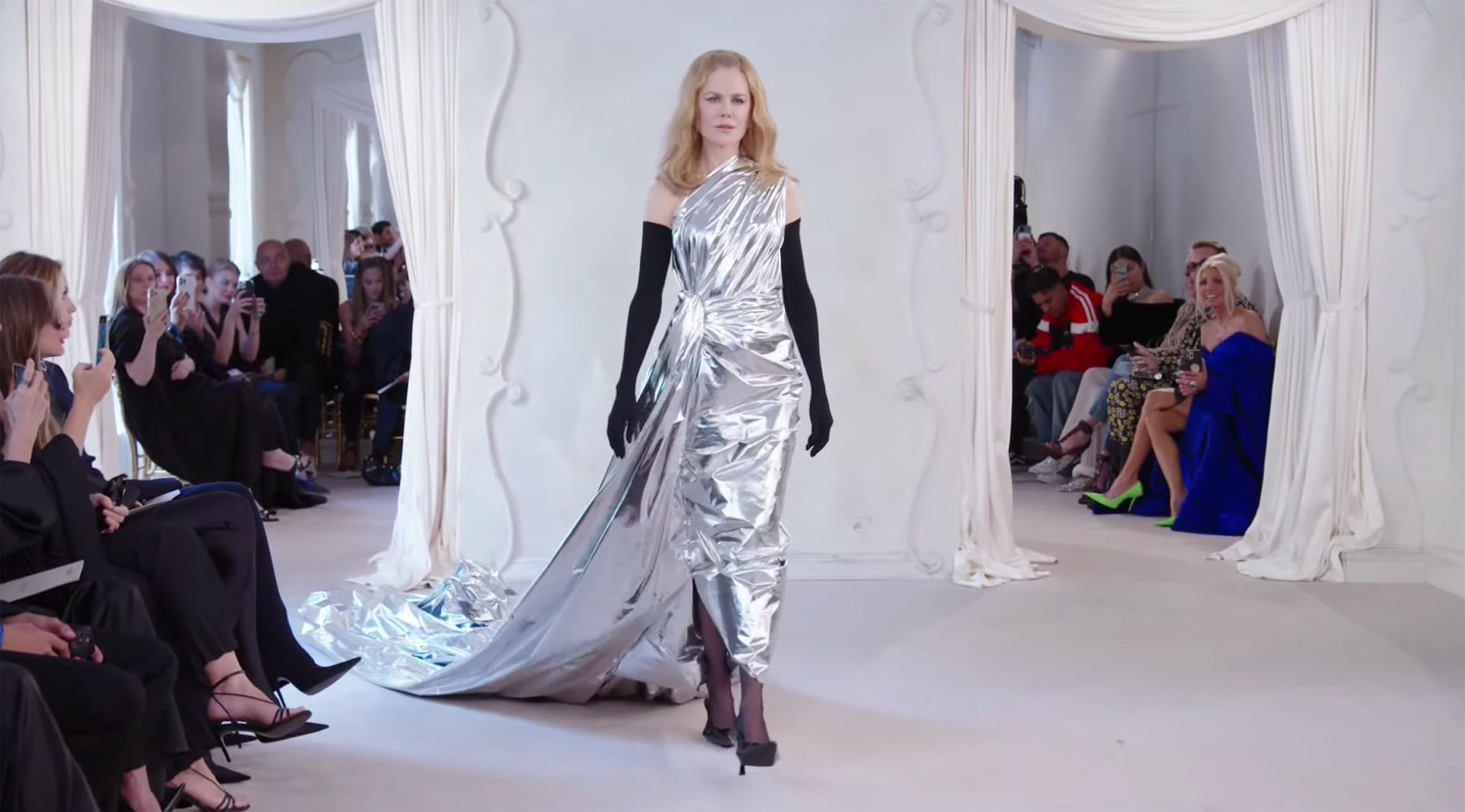 Actor Nicole Kidman walked in the Balenciaga show on July 6 in Paris.