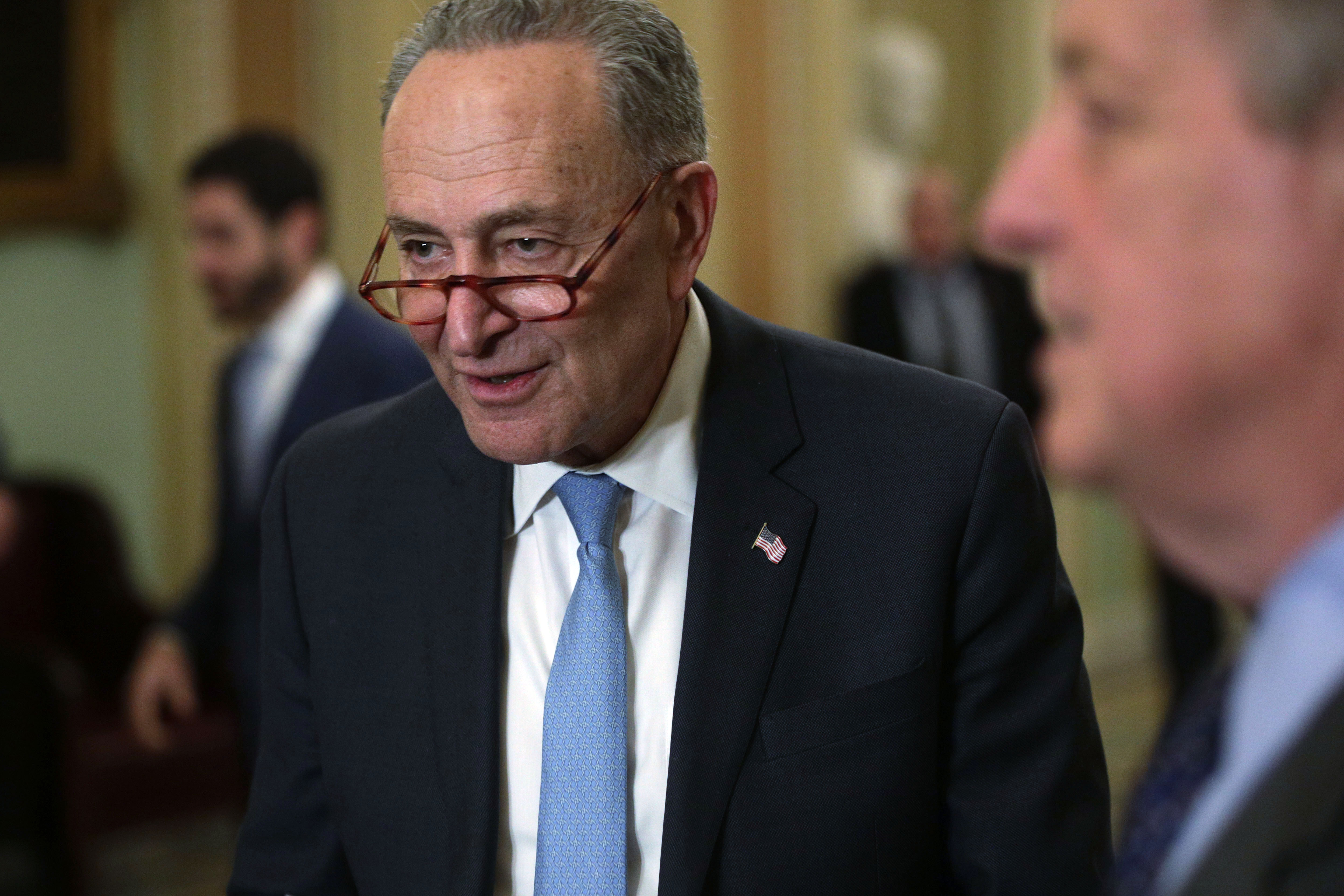 Senate Lawmakers Address The Media After Their Weekly Policy Luncheons