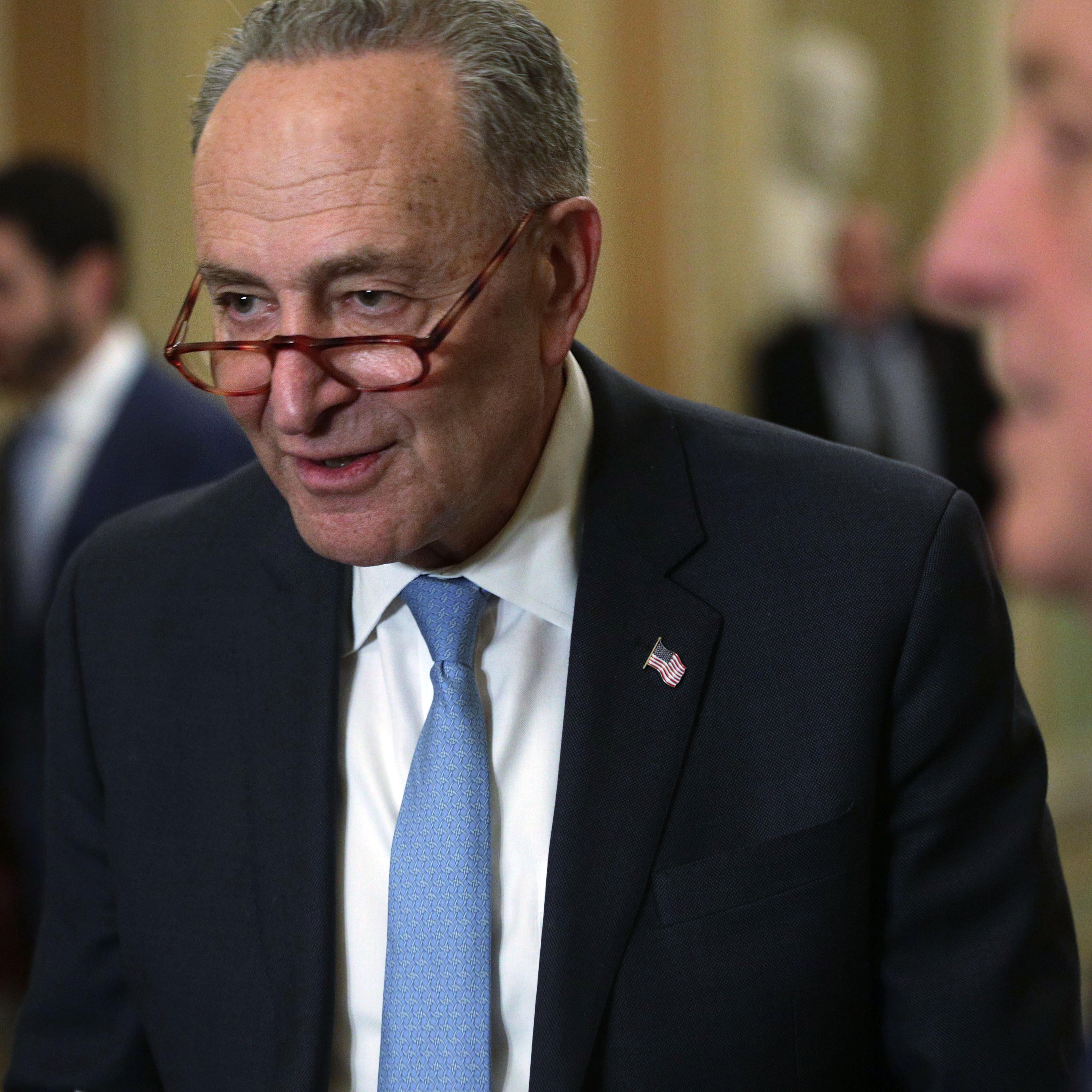 Senate Lawmakers Address The Media After Their Weekly Policy Luncheons