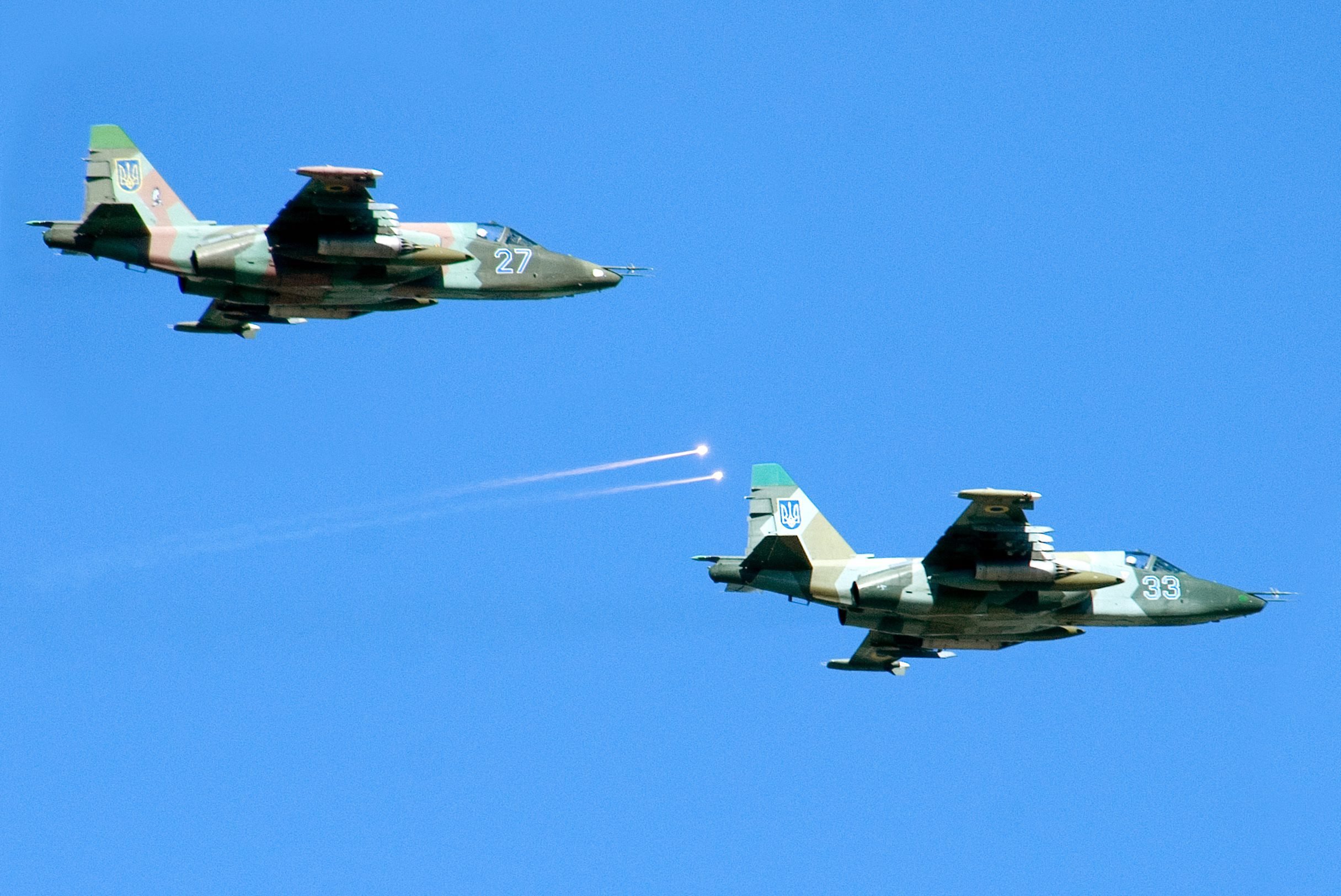 Two Ukrainian military jets shot down