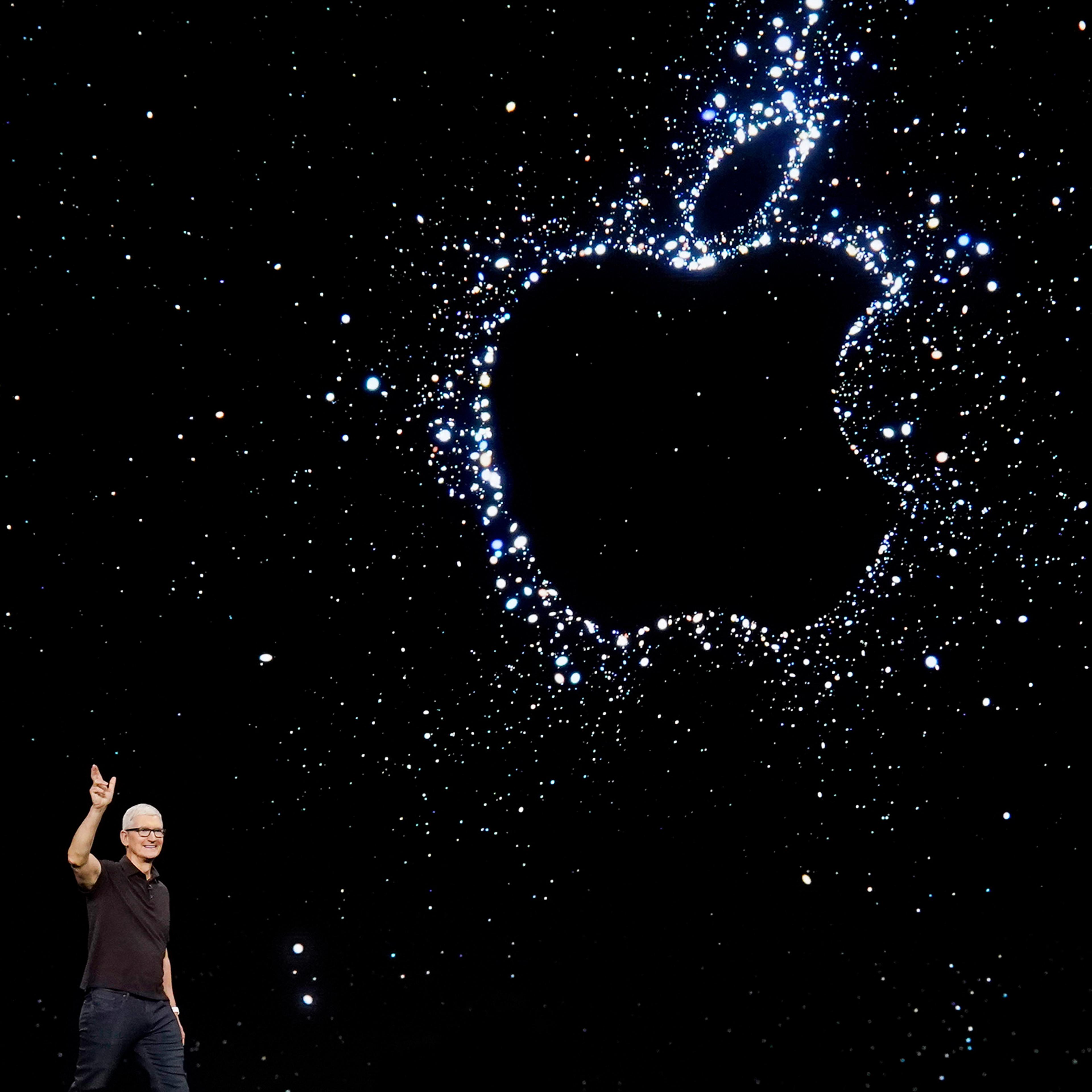 Apple CEO Tim Cook speaks at an Apple event on the campus of Apple's headquarters in Cupertino, Calif., Wednesday, Sept. 7, 2022.