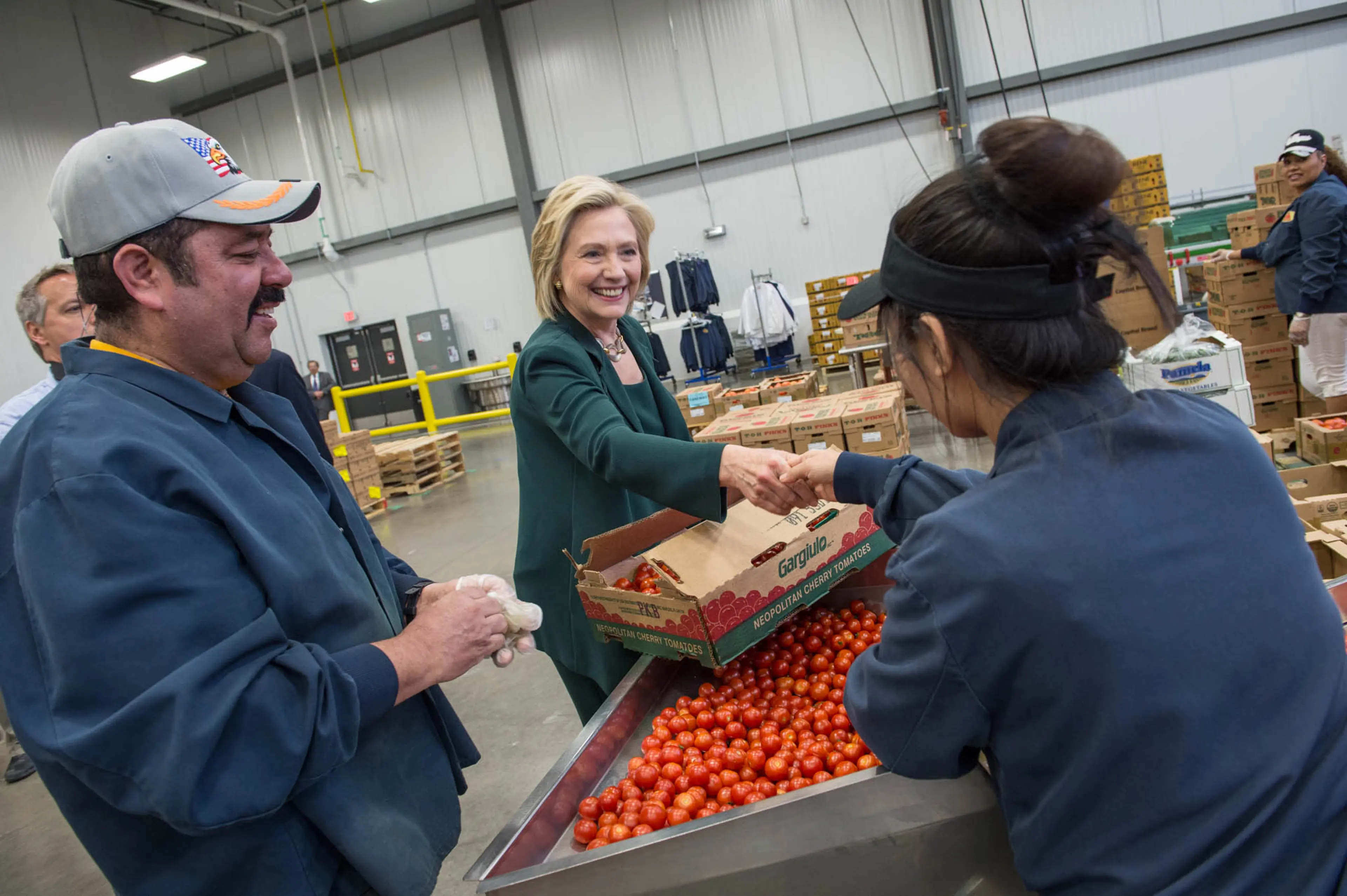 Hillary Clinton visits Capital City Fruit Company in Norwalk, Iowa. April 15, 2015.