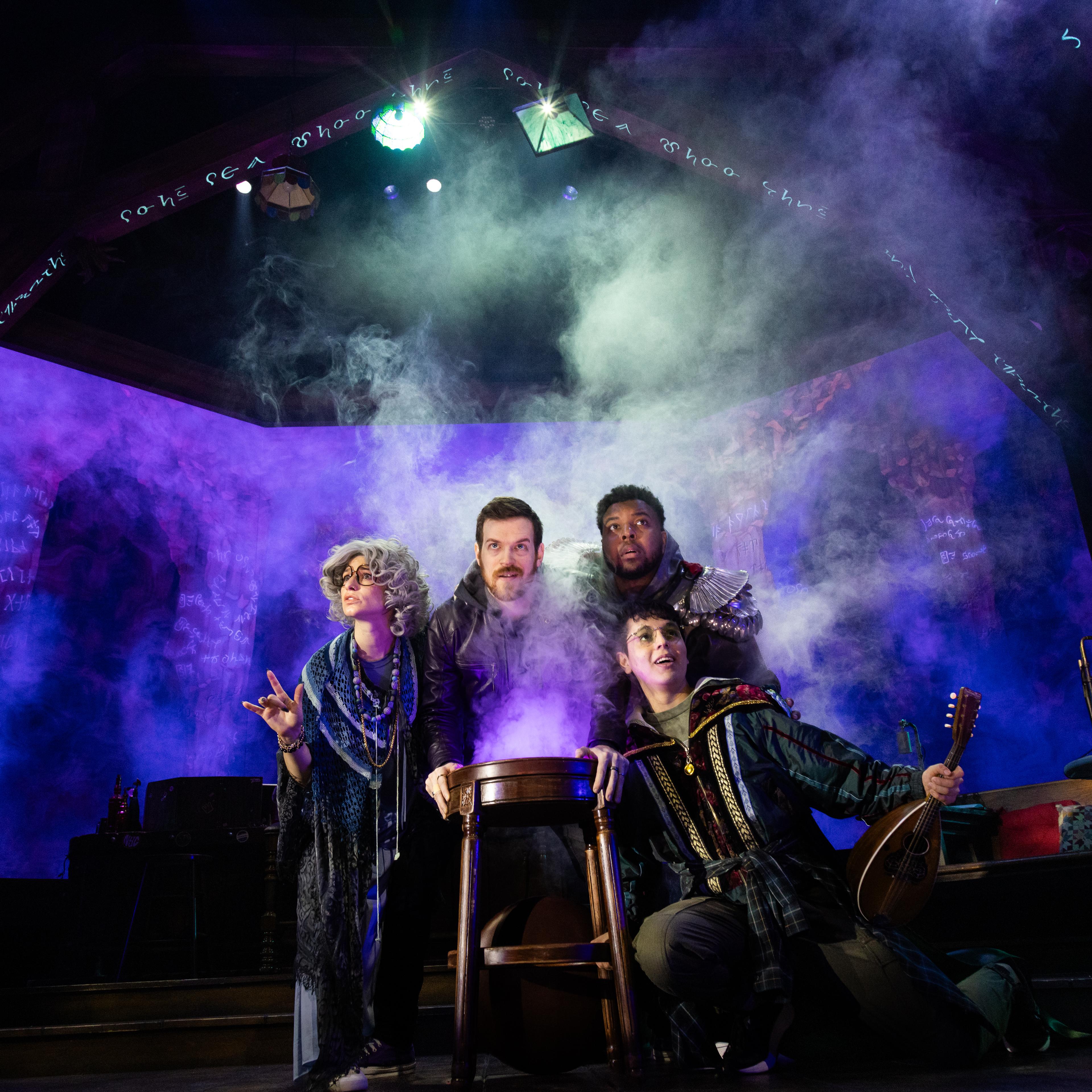 Madelyn Murphy, David Andrew Greener Laws, Tyler Nowell Felix, and Diego F. Salinas in <i>The Twenty-Sided Tavern</i>