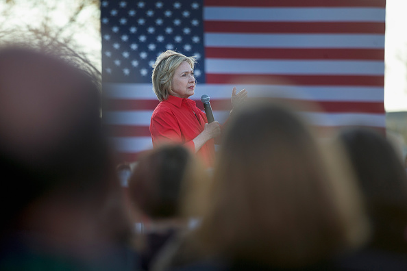 Democratic presidential candidate Hillary Clinton speaks to guests at a campaign event on November 3, 2015 in Coralville, Iowa.