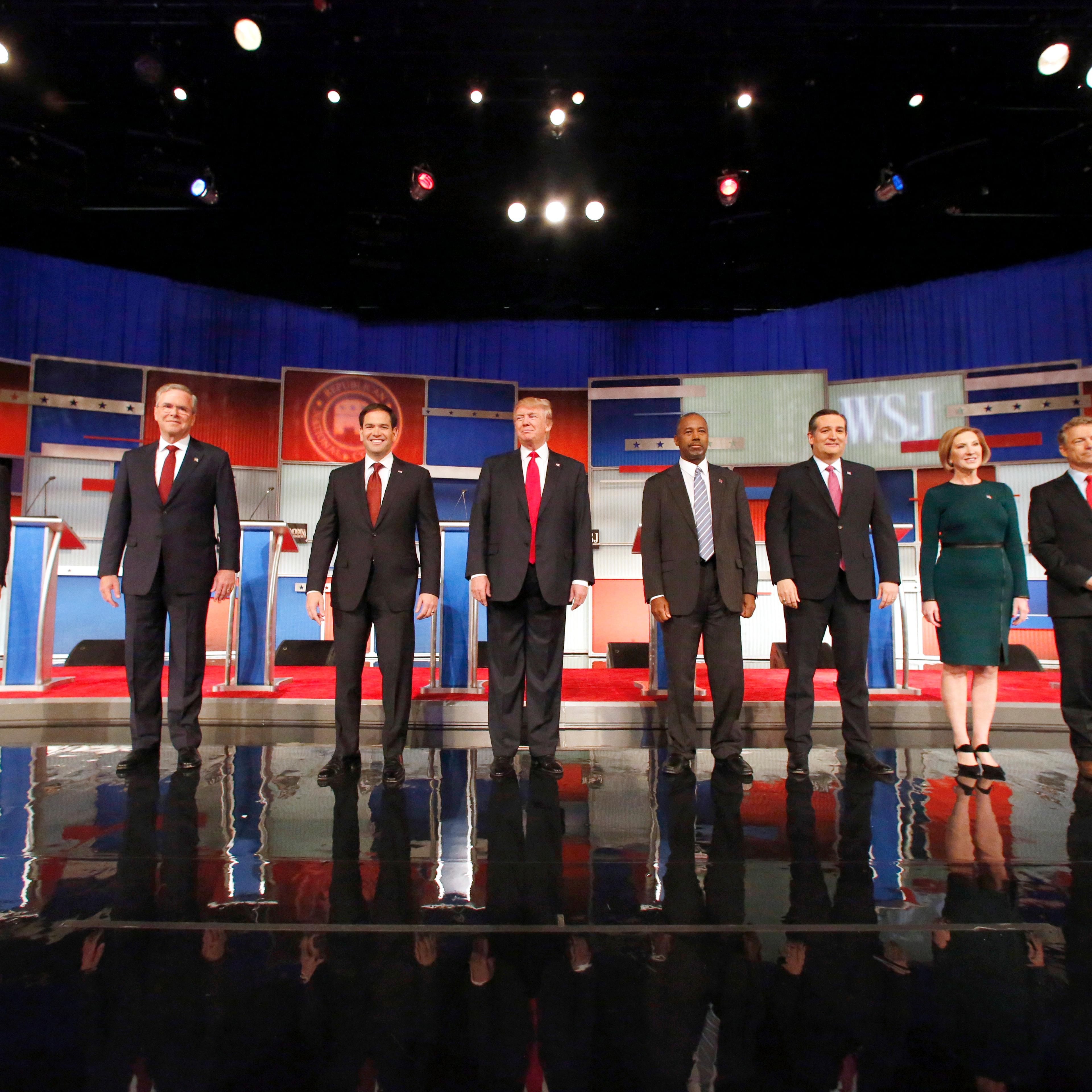 John Kasich, Jeb Bush, Marco Rubio, Donald Trump, Ben Carson, Ted Cruz, Carly Fiorina, Rand Paul