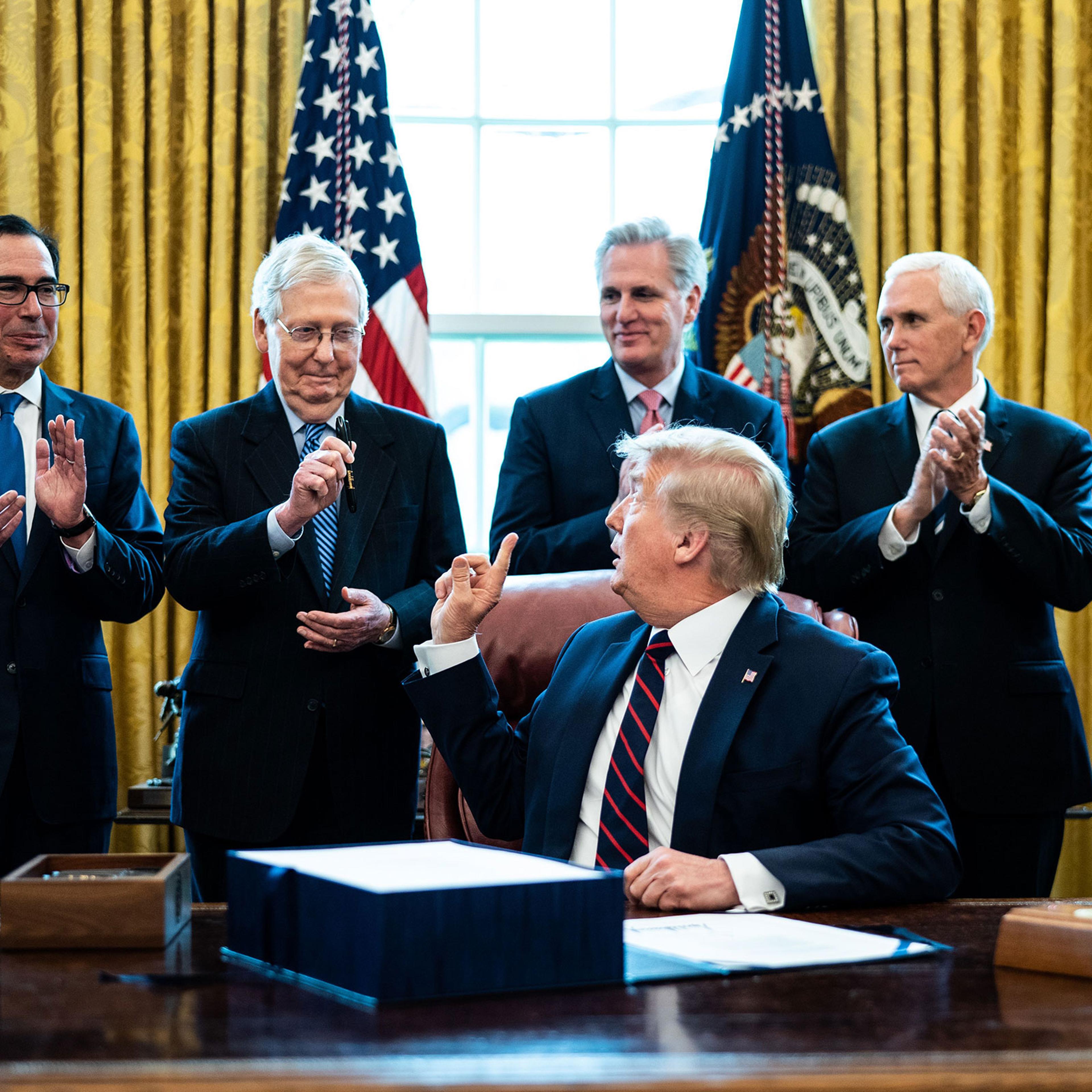 Trump participates in a signing ceremony for a two trillion dollar coronavirus relief bill, Washington, USA - 27 Mar 2020