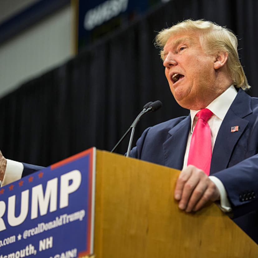 Republican presidential hopeful Donald Trump speaks at a rally at Great Bay Community College on February 4, 2016 in Portsmouth, New Hampshire.