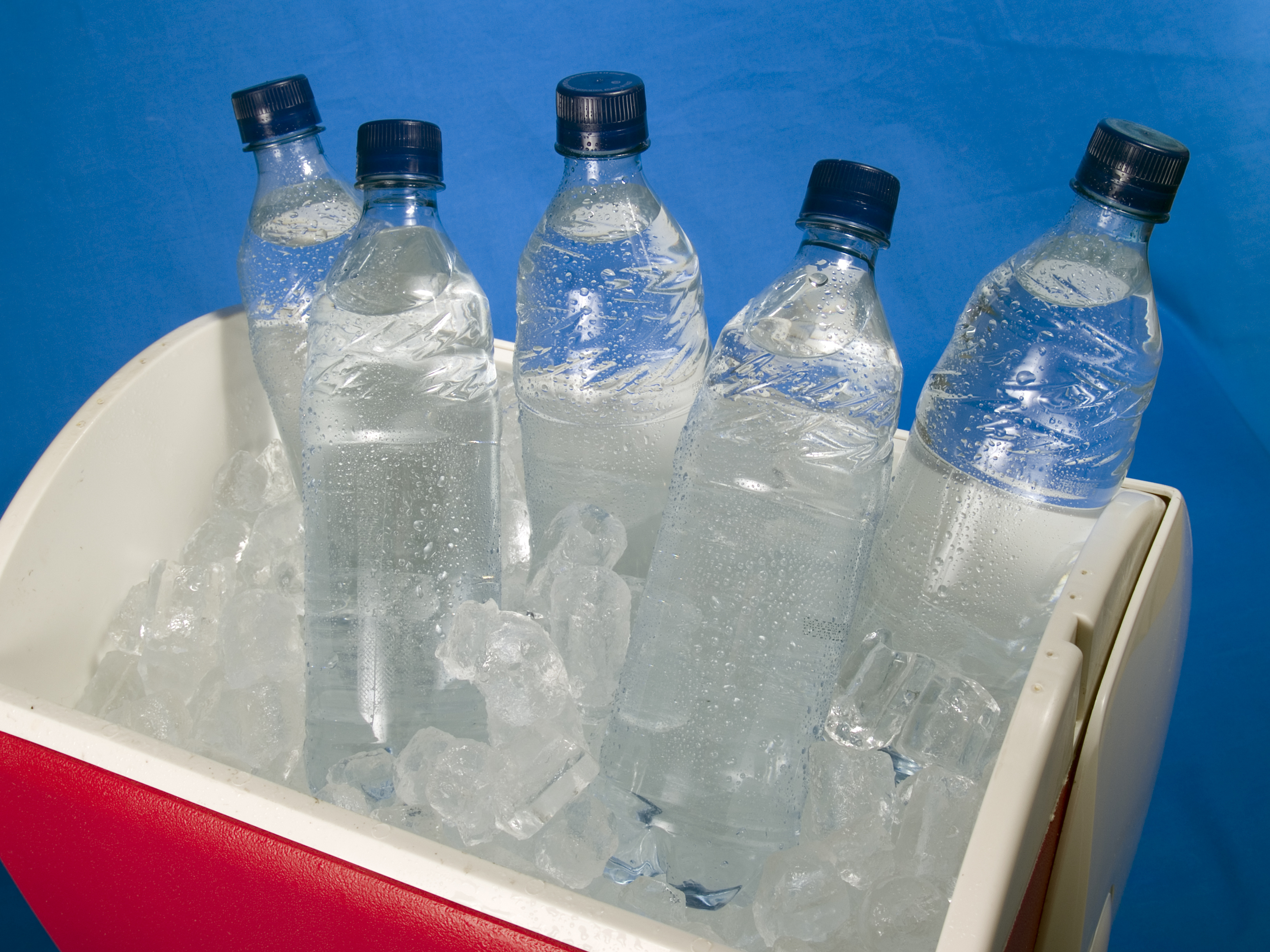 Cooler Filled With Bottled Water