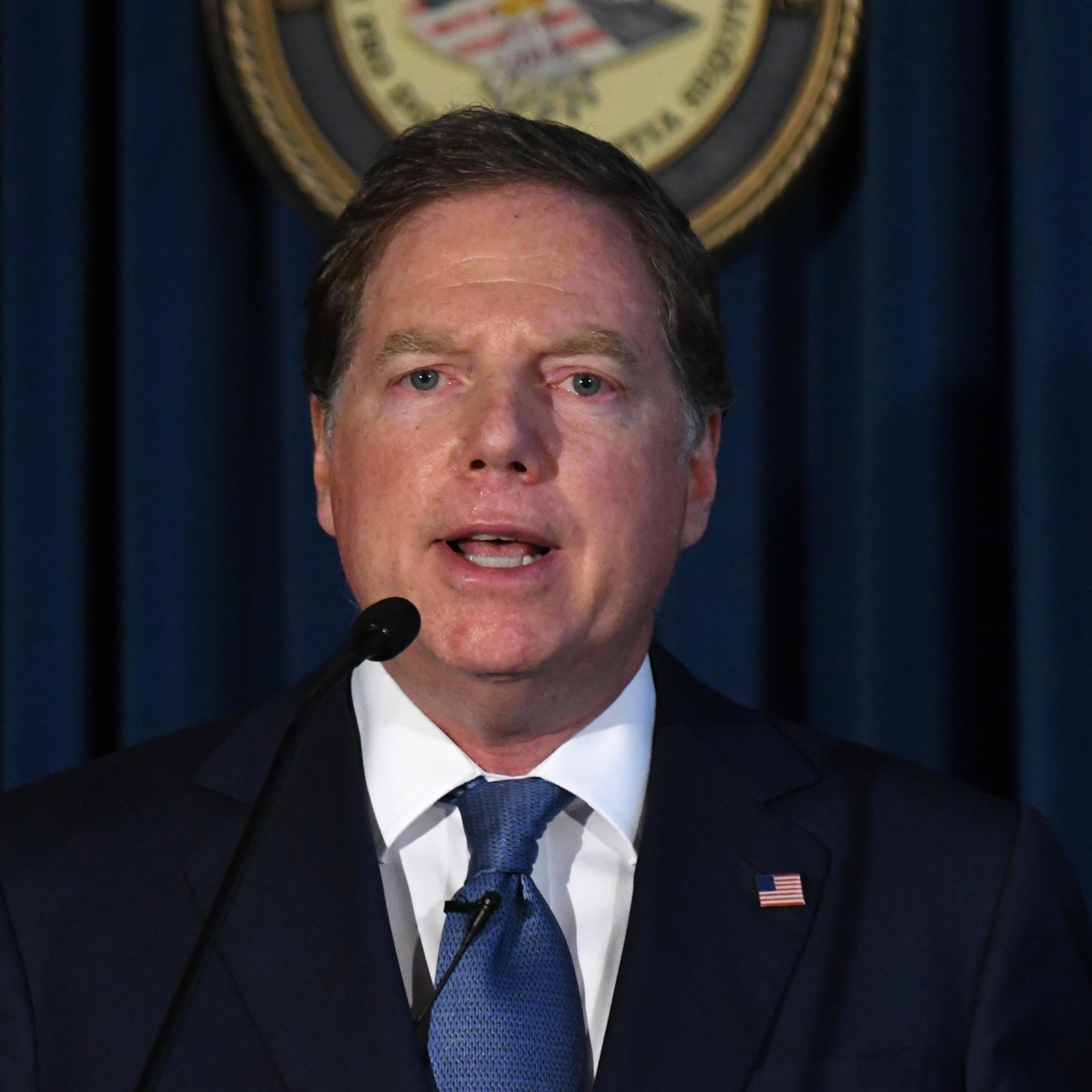 Geoffrey Berman, U.S. attorney for the Southern District of New York, speaks during a news conference in New York on July 8, 2019. Attorney General William Barr announced his termination Saturday, June 20th less than a day after initially suggesting that
