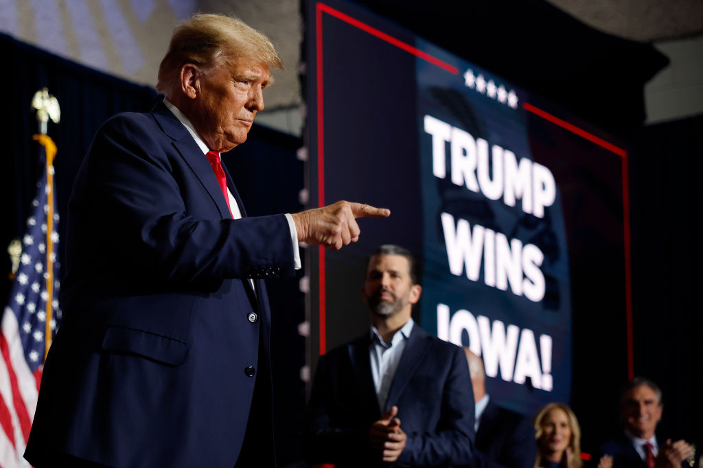 Former President Trump Holds Iowa Caucus Night Event In Des Moines
