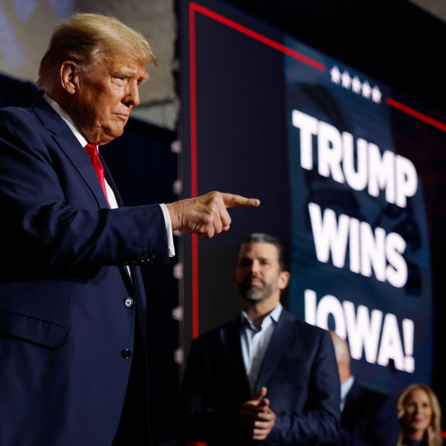 Former President Trump Holds Iowa Caucus Night Event In Des Moines