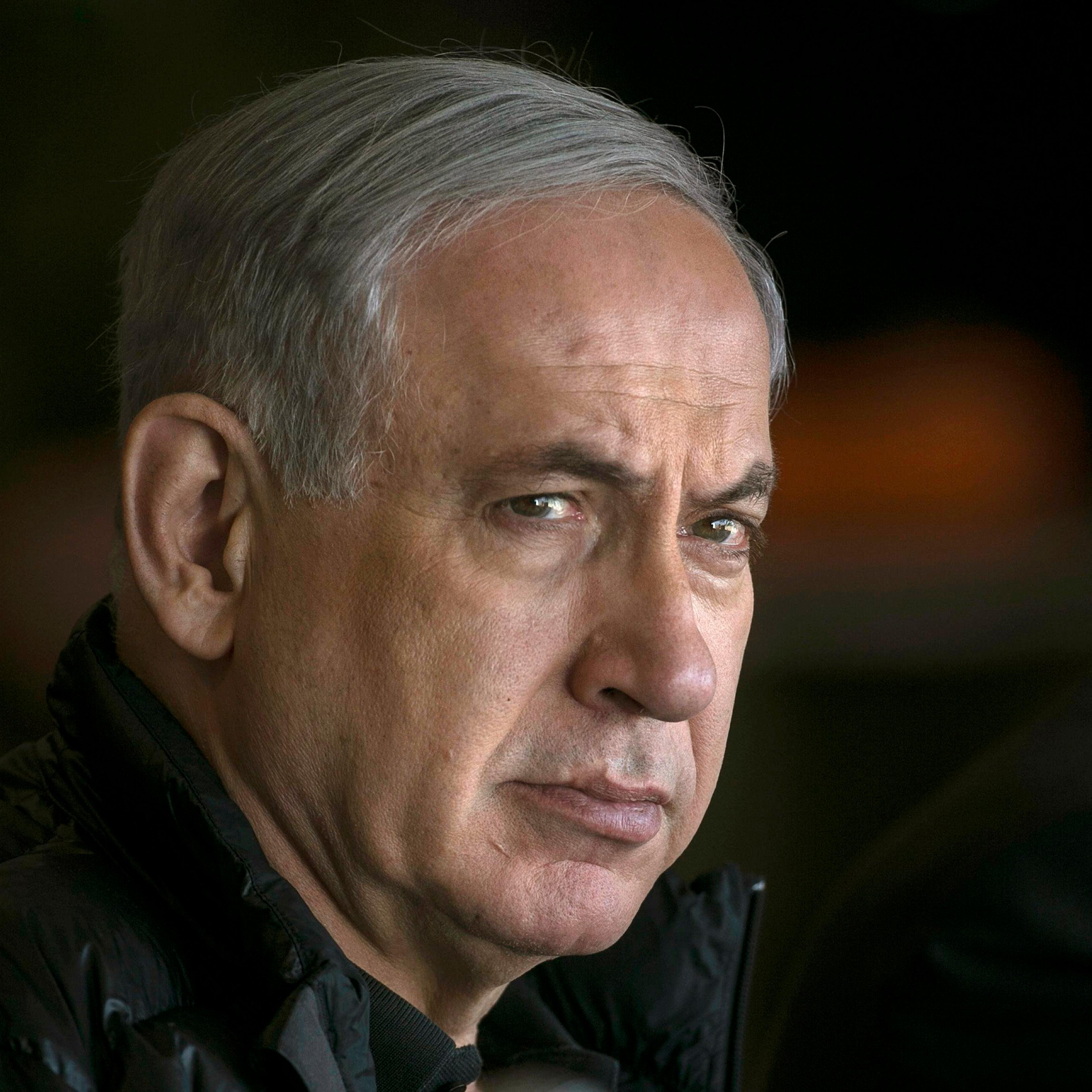 Israel's Prime Minister Benjamin Netanyahu visits the Israeli army's training base complex near the southern city of Beersheba