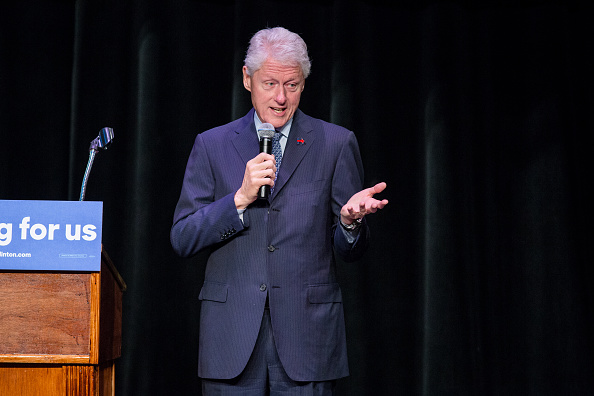 Former President Bill Clinton speaks at Ashe Power House Theater while campaigning for his wife, Democratic presidential candidate Hillary Clinton on March 4, 2016 in New Orleans, Louisiana.