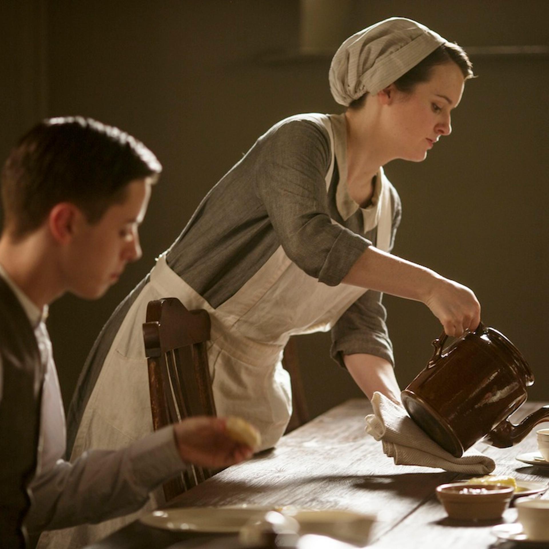 Downton Abbey Season 5 on MASTERPIECE on PBSPart SevenSunday, February 15, 2015 at 9pm ETEdith is found out. Mary finally shakes a suitor. Isobel and Lord Merton reveal their plans.Robert throws another guest out of the house.Shown: Sophie McShera as Dai