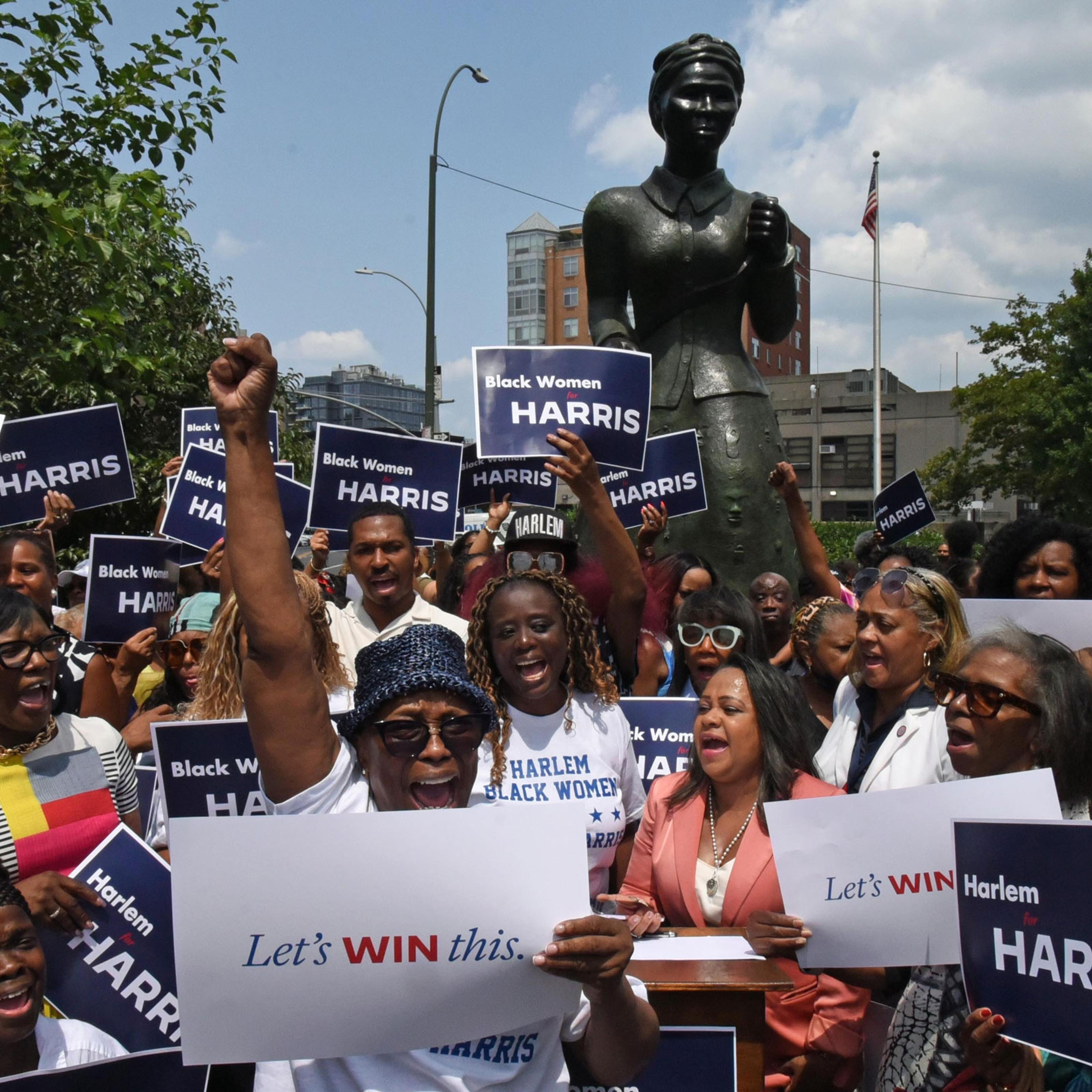 A Harlem black women’s organization supports Vice President Kamala Harris for President, after President Joe Biden decided not to run for re-election, on July 29, 2024.