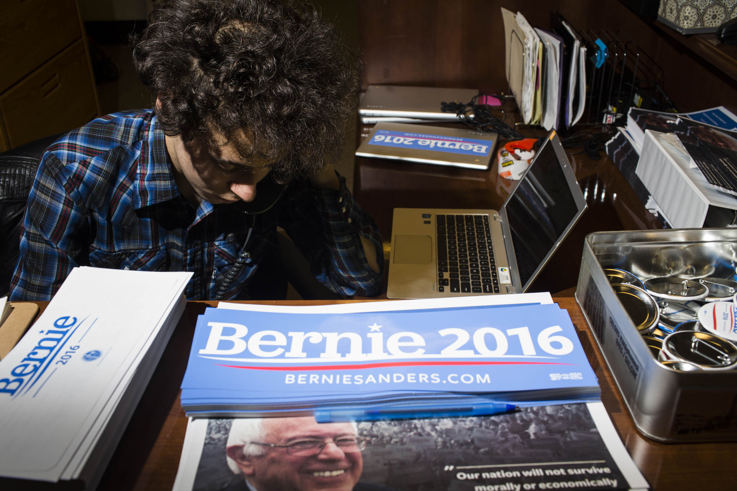 BURLINGTON, VT - MAY 23: Scenes from Inside the campaign headquarters of Bernie Sanders on May 23, 2016, in Burlington, VT. (Photo by Landon Nordeman)