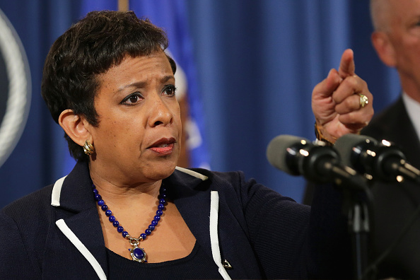 U.S. Attorney General Loretta Lynch announces a major civil settlement at the Justice Department November 16, 2015 in Washington, DC.