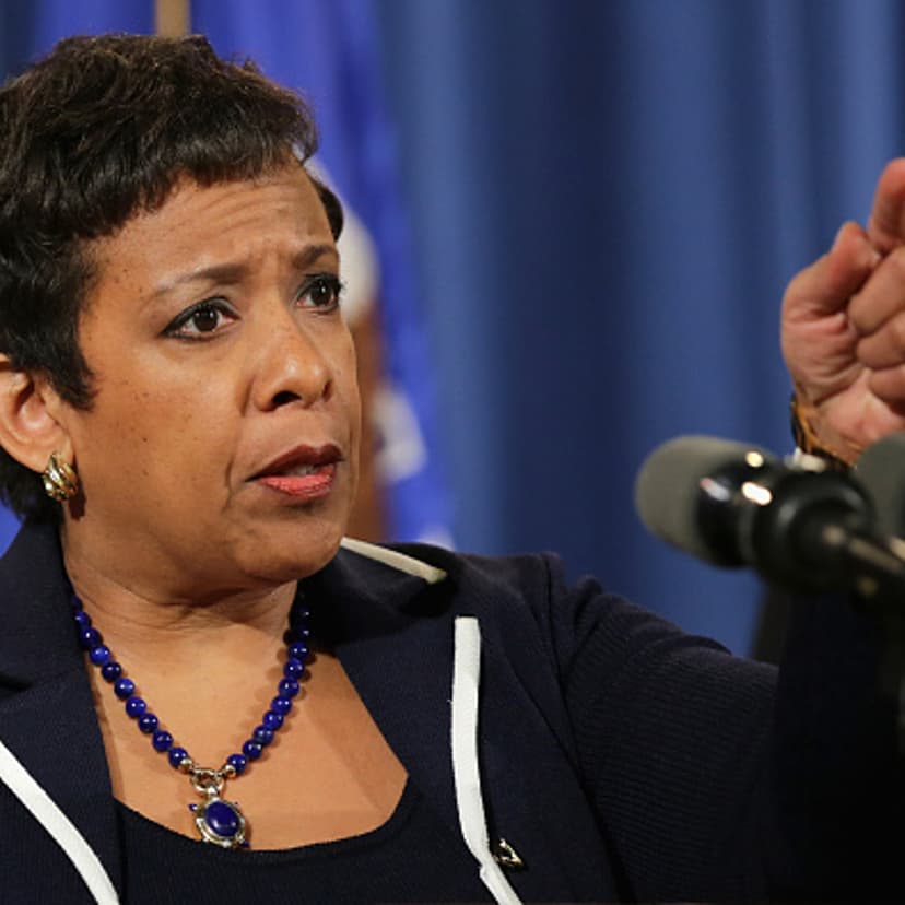 U.S. Attorney General Loretta Lynch announces a major civil settlement at the Justice Department November 16, 2015 in Washington, DC.