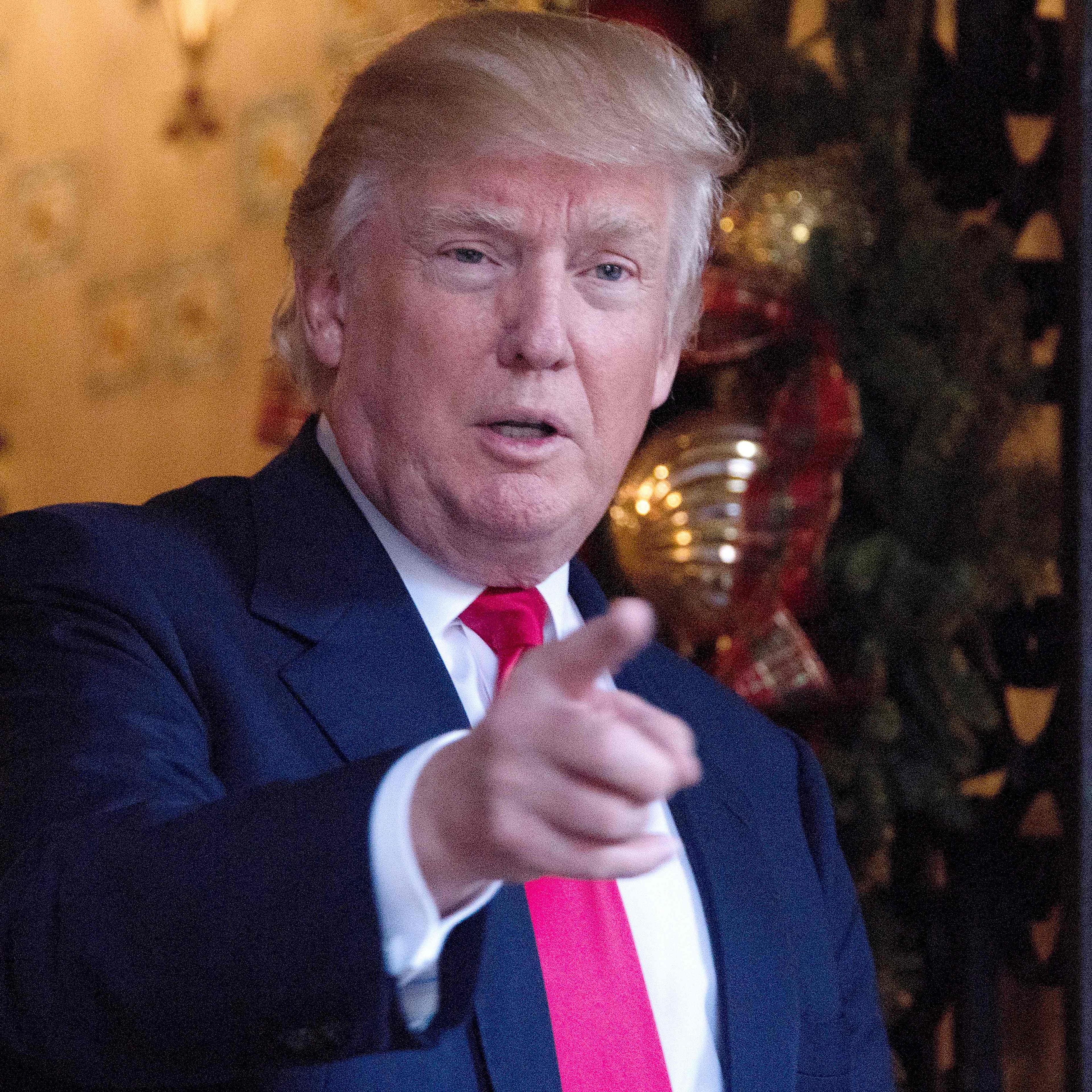 President-elect Donald Trump speaks to reporters at Mar-a-Lago in Palm Beach, Florida where he is taking meetings on Dec. 21, 2016.