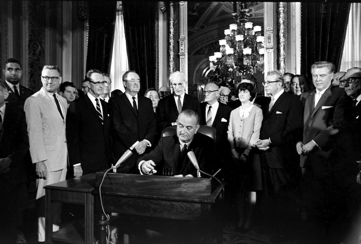 Lyndon Baines Johnson, Hubert Humphrey, John McCormack, Emanuel Celler, Luci Johnson, Everett Dirksen, Carl Albert, Carl Hayden