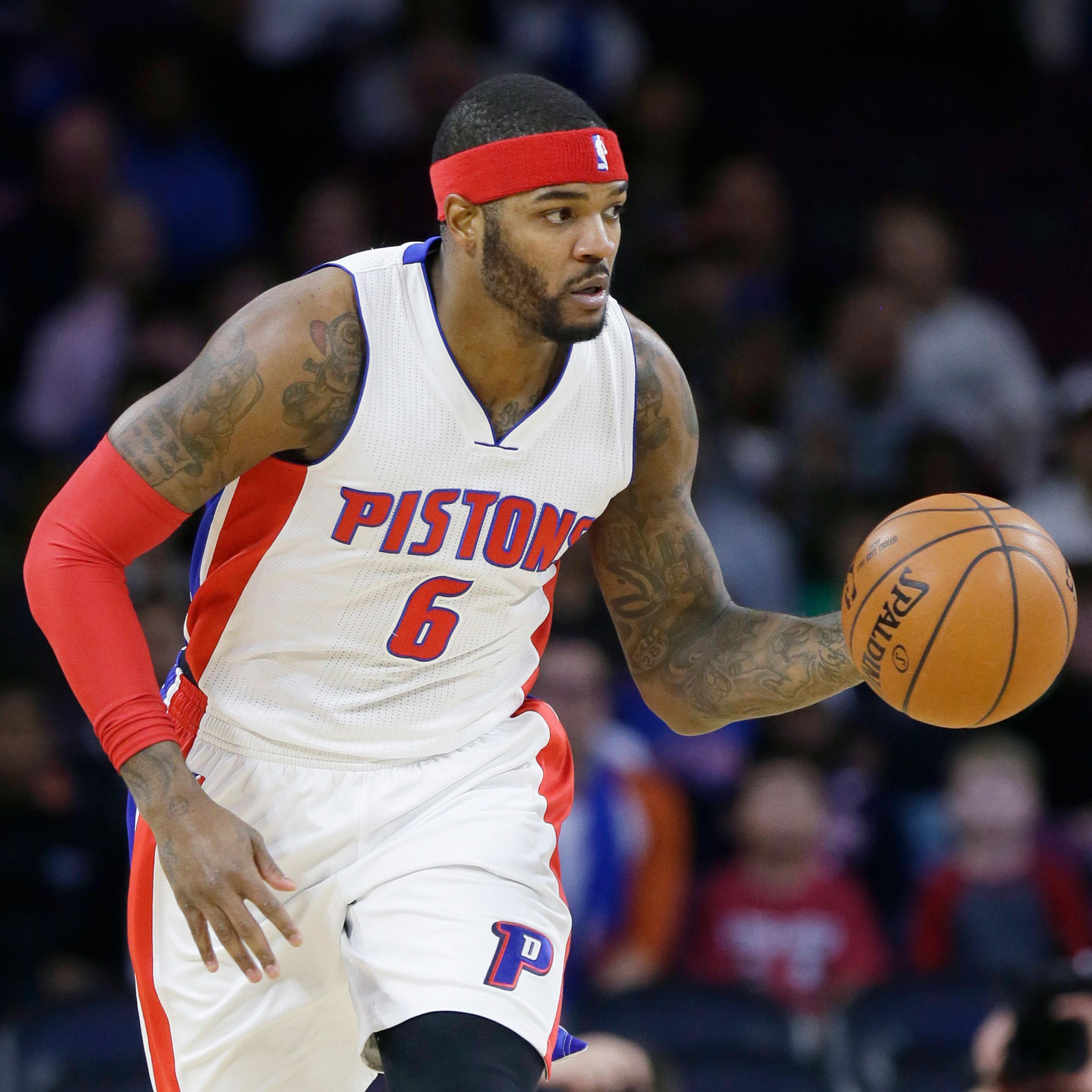 Former Detroit Pistons forward Josh Smith during the first half of an NBA basketball game against the Philadelphia 76ers in Auburn Hills, Mich., on Dec. 6, 2014.