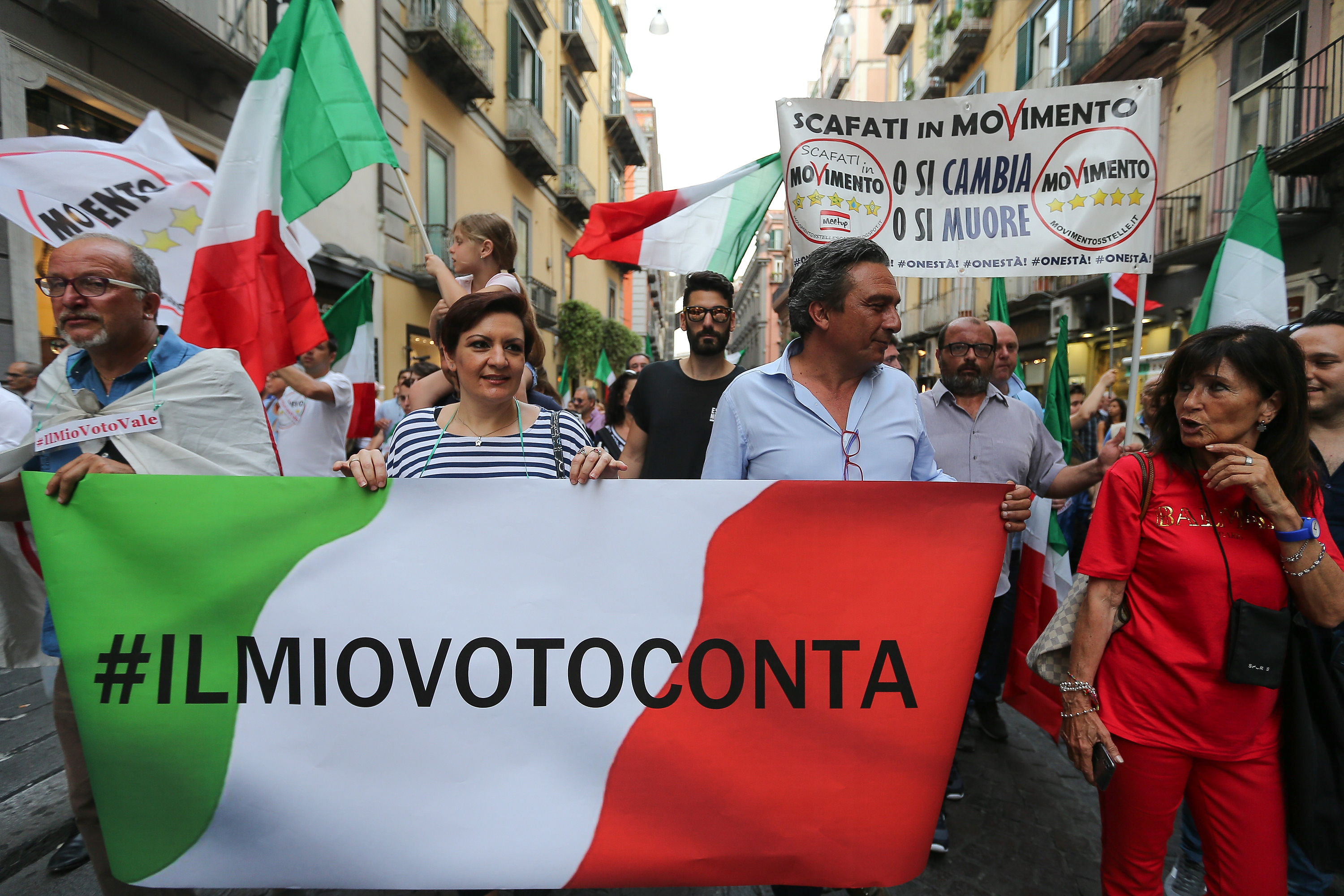 Supporters of the political Movement 5 Stars before the