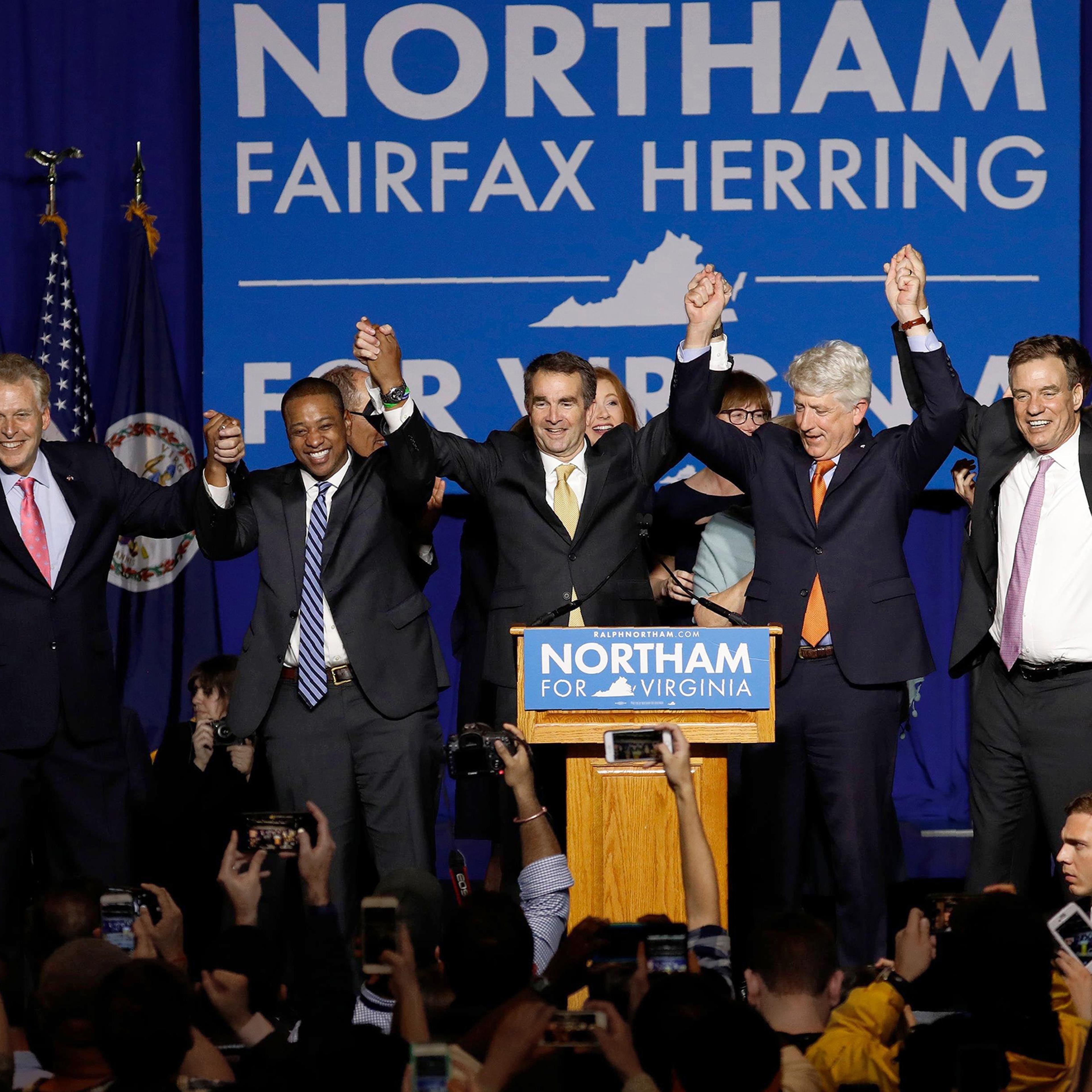 Virginian Ralph Northam celebrates his gubernatorial win