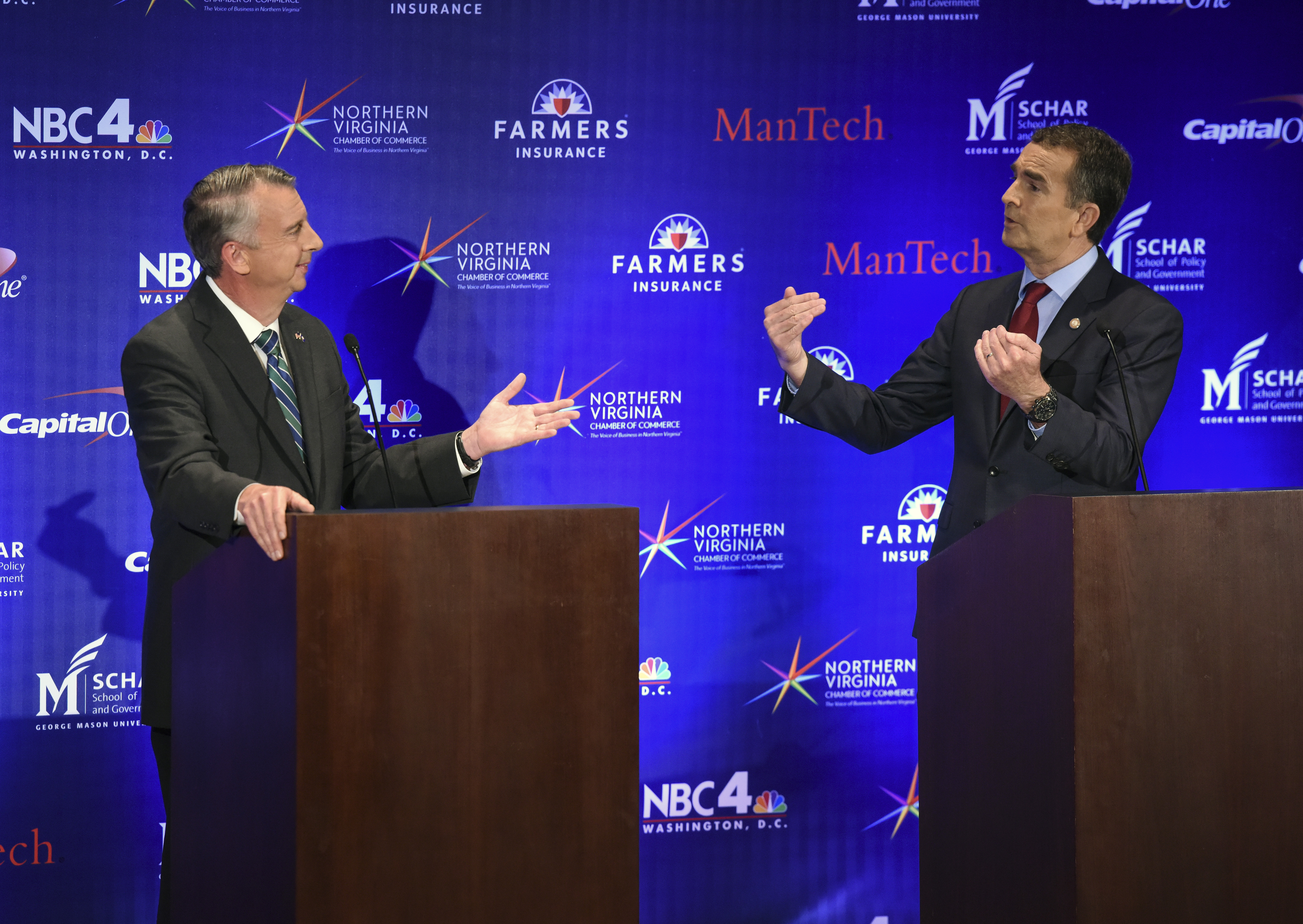 Gubernatorial debate between Republican candidate Ed Gillespie, and Lt. Gov. Ralph Northam, Democrat, in McLean, VA.