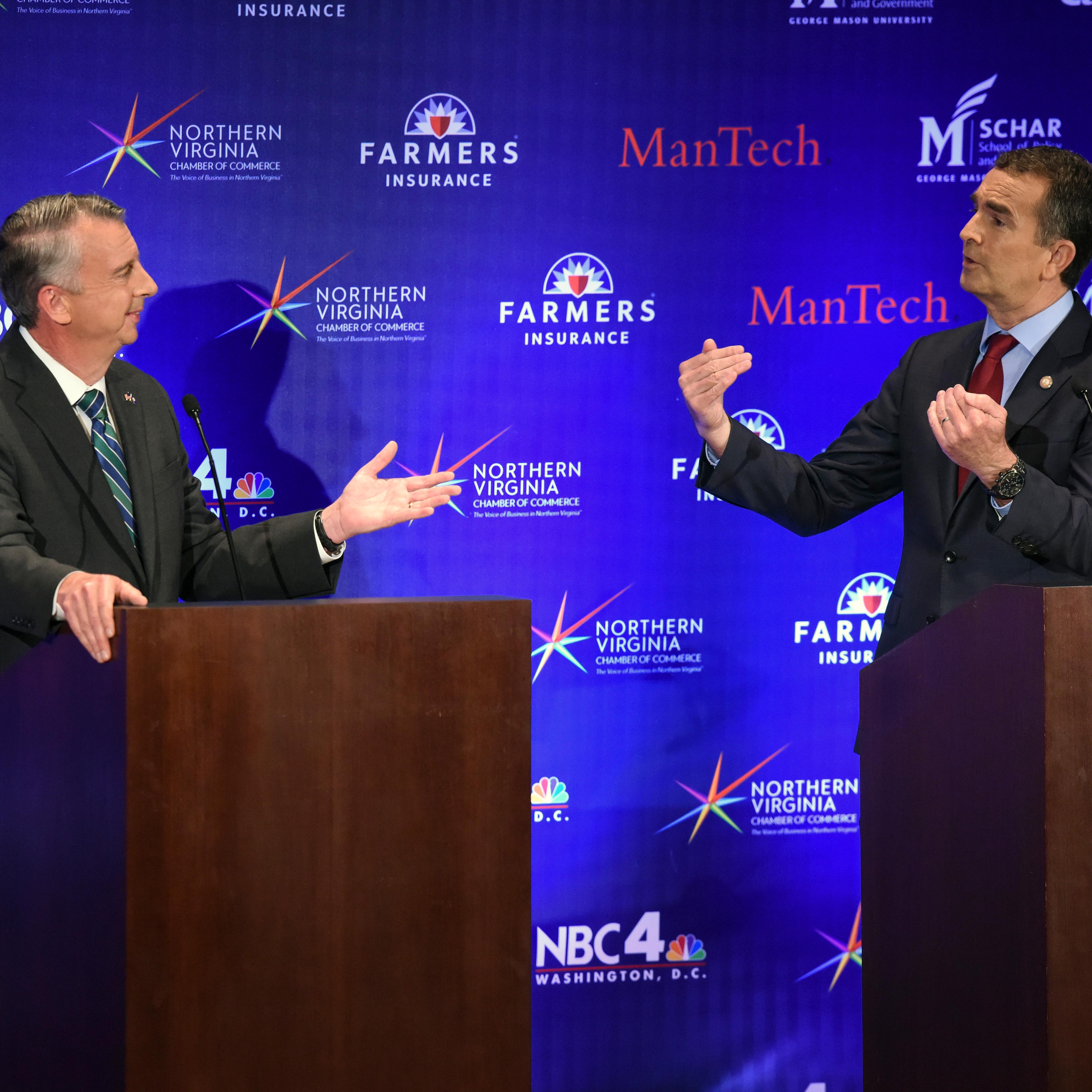 Gubernatorial debate between Republican candidate Ed Gillespie, and Lt. Gov. Ralph Northam, Democrat, in McLean, VA.