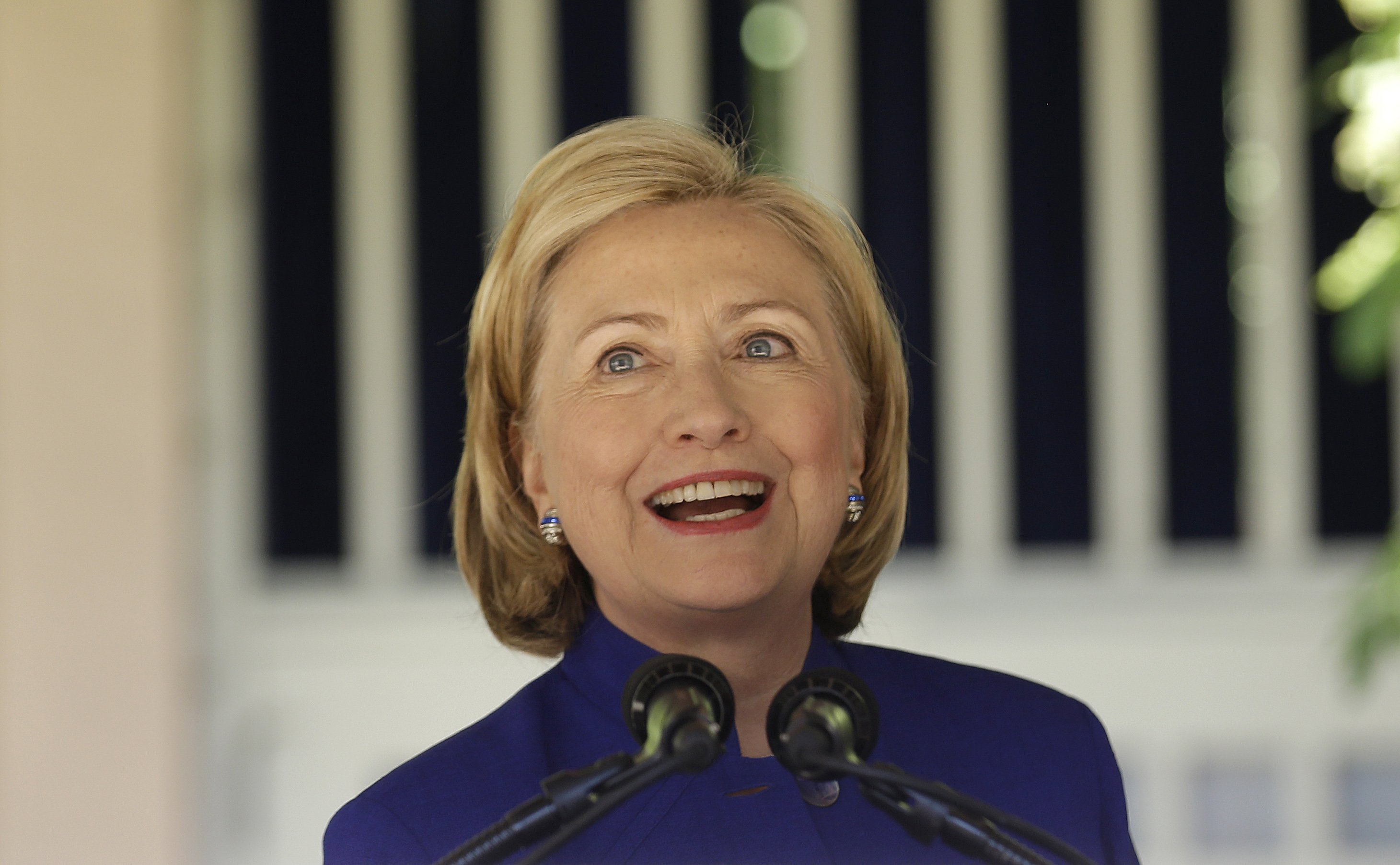 Former U.S. Secretary of State Hillary Clinton speaks at an event at Children's Hospital Oakland Research Institute (CHORI) to launch a community campaign to encourage parents to talk, sing and read to their young children in Oakland, Calif., July 23, 20