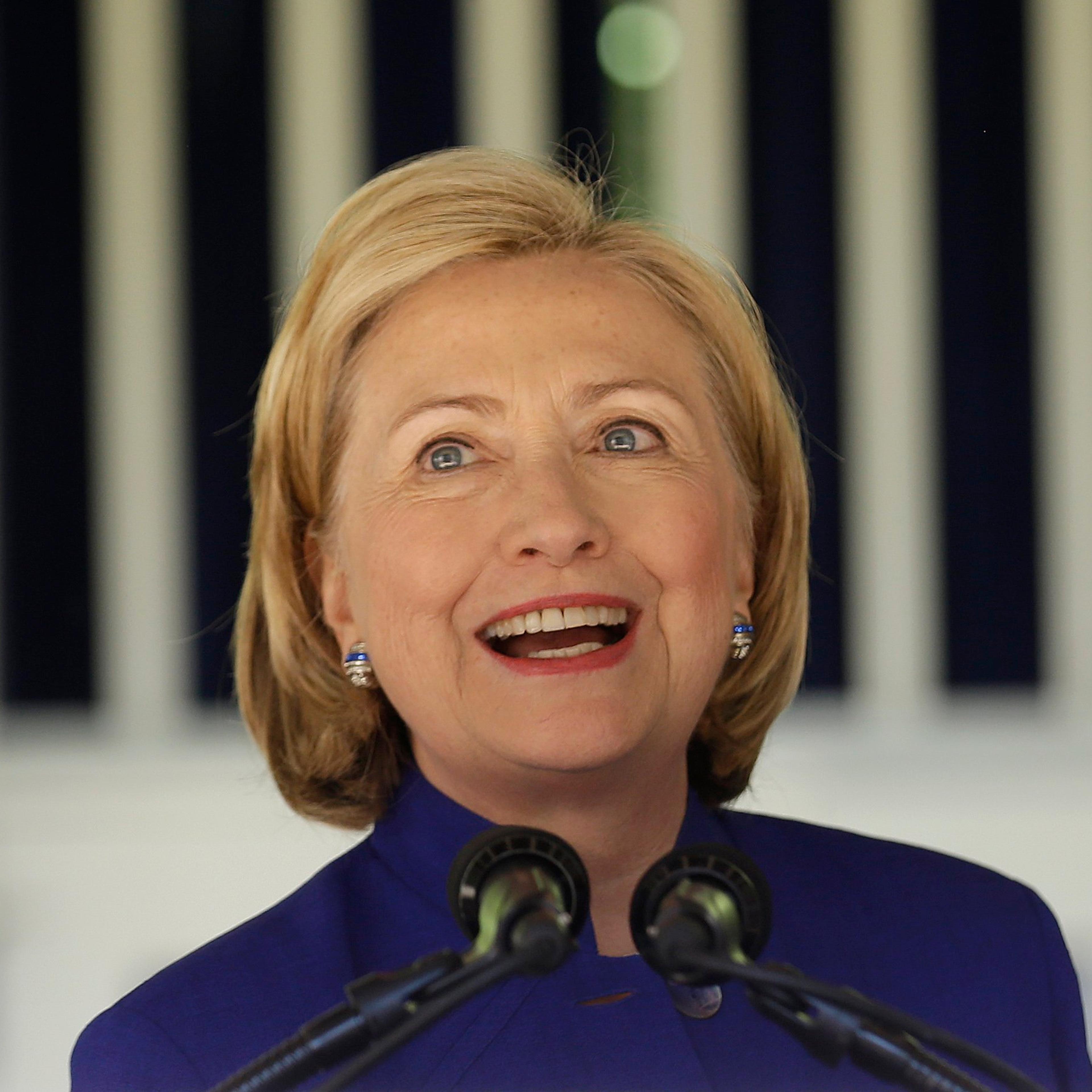 Former U.S. Secretary of State Hillary Clinton speaks at an event at Children's Hospital Oakland Research Institute (CHORI) to launch a community campaign to encourage parents to talk, sing and read to their young children in Oakland, Calif., July 23, 20
