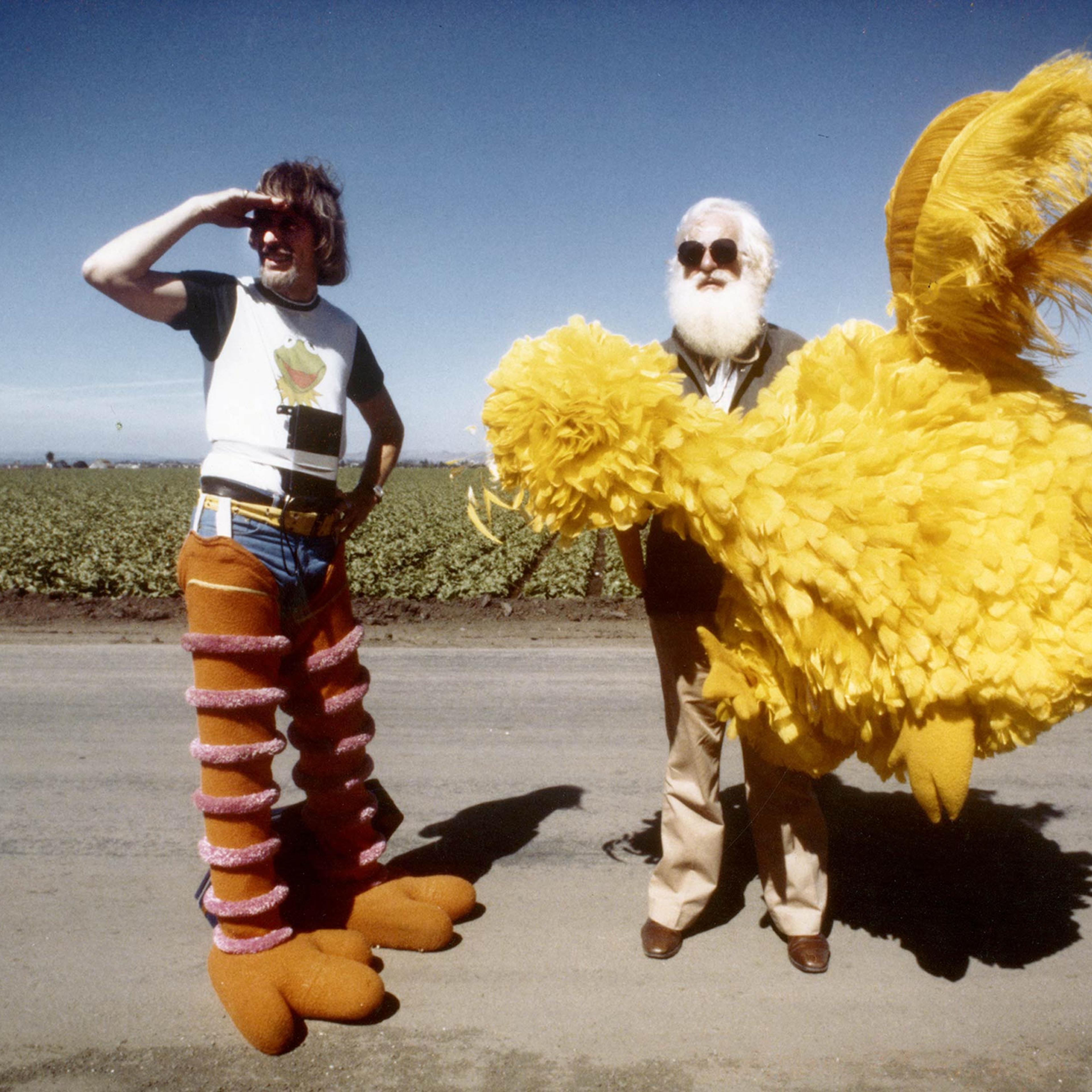 Caroll Spinney takes a break from shooting a cameo in <i>The Muppet Movie</i>.
