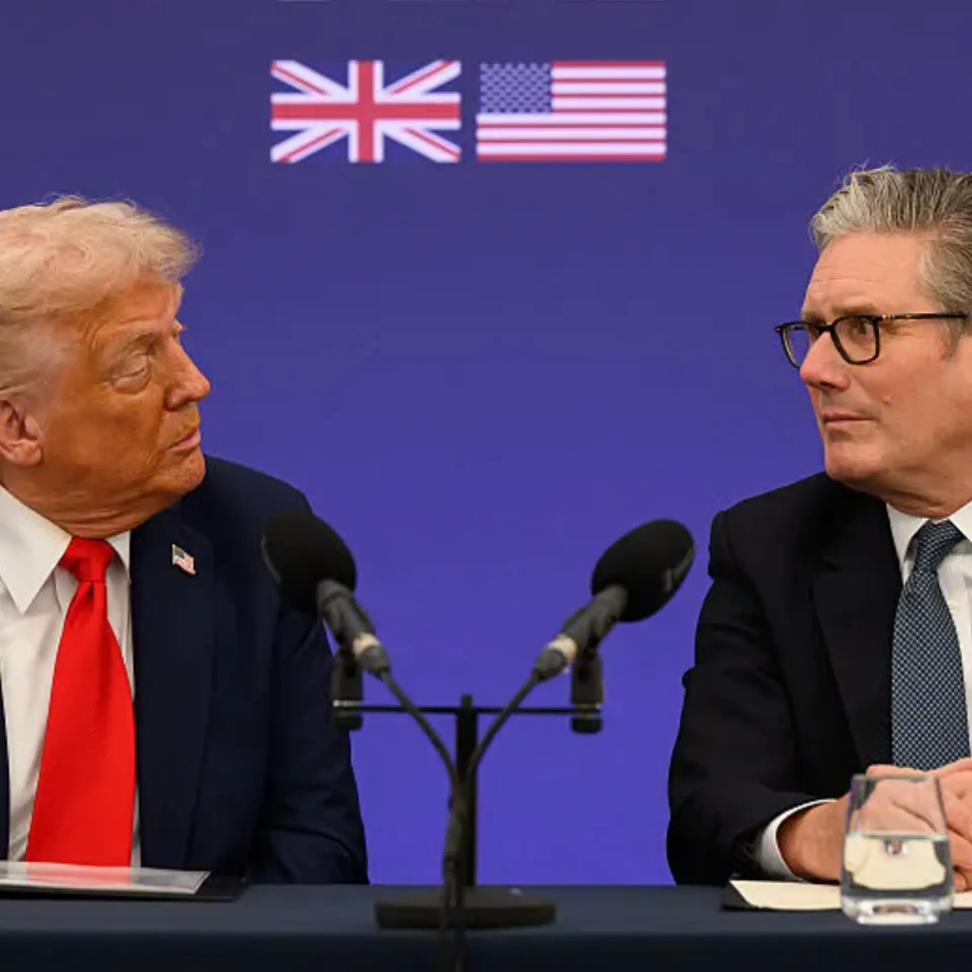 President Donald Trump and U.K. Prime Minister Keir Starmer during the Tech Prosperity Deal announcement at Chequers, Starmer's residence in Aylesbury, U.K., on Sept. 18, 2025.