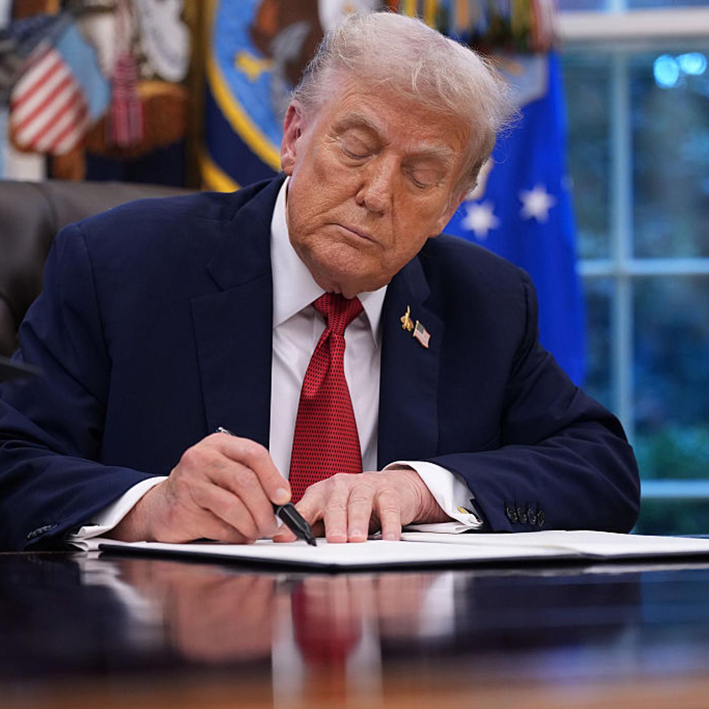 President Trump Signs Executive Order In The Oval Office