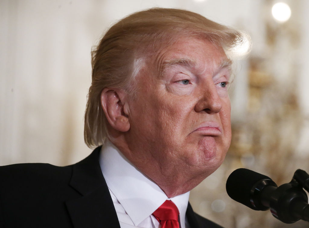 President Donald Trump stands during a news conference at the White House on Feb. 16, 2017 in Washington, DC.