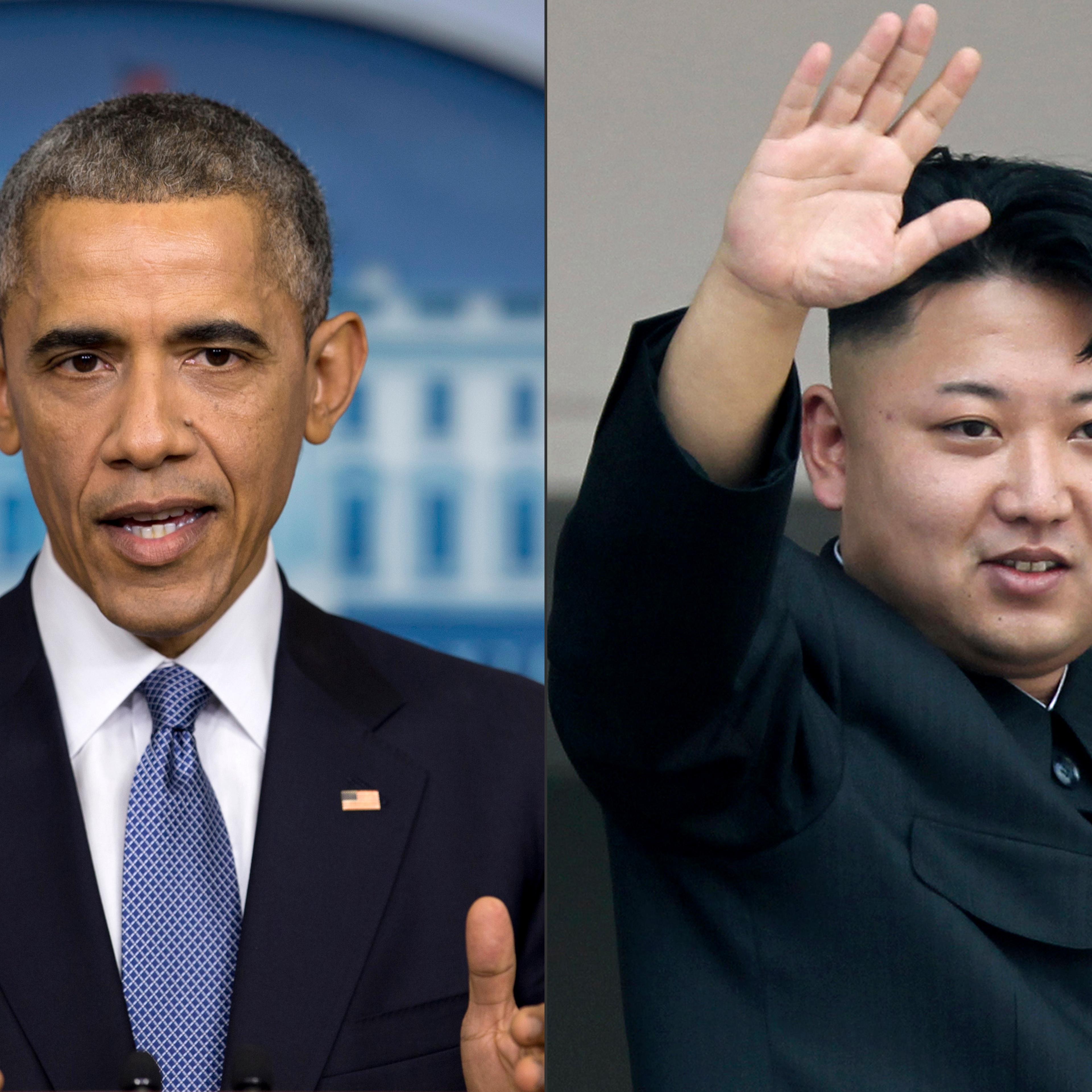 U.S. President Barack Obama, left, and North Korean leader Kim Jong Un.