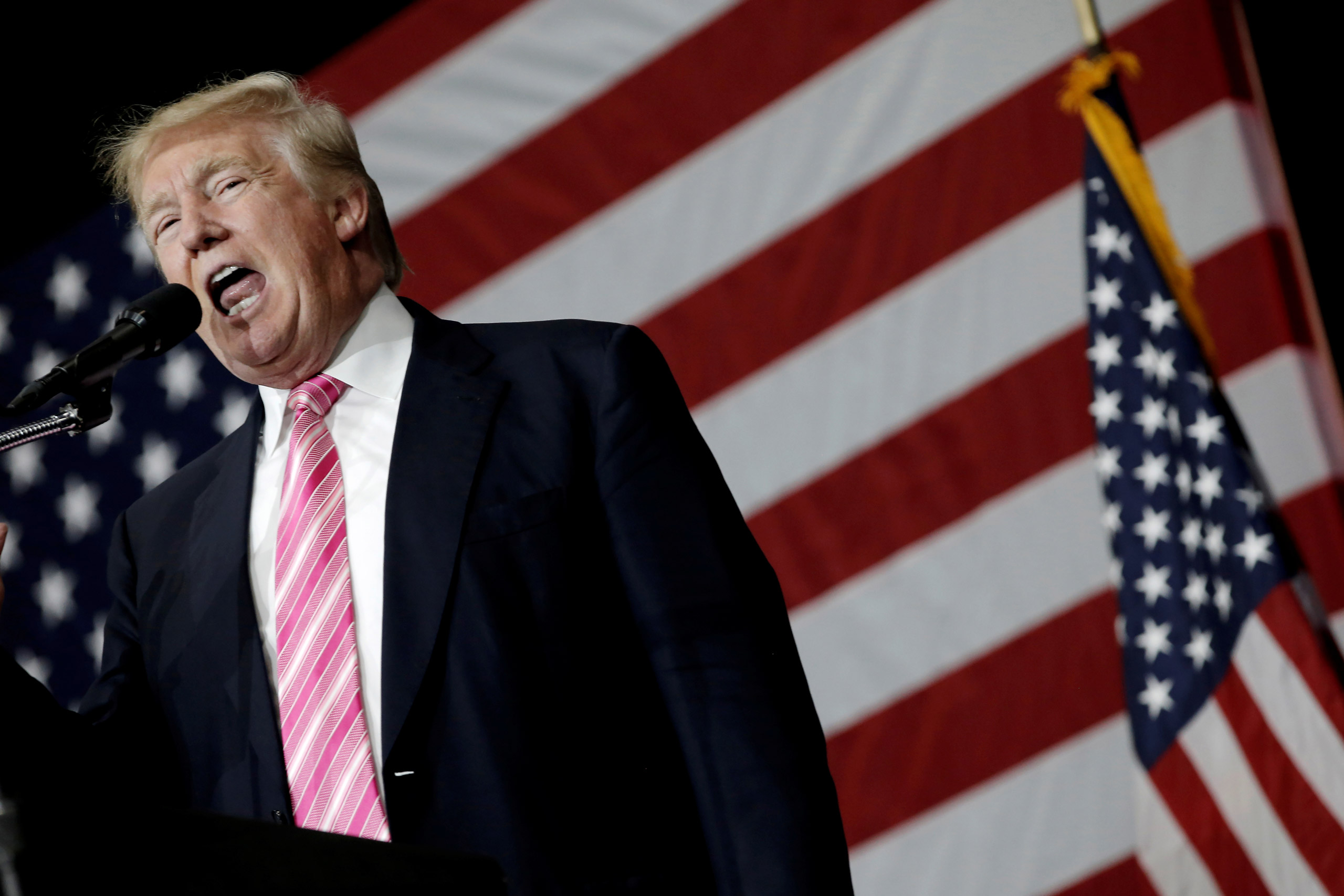 Republican presidential nominee Donald Trump speaks at a campaign rally in Manheim, Pennsylvania, U.S., October 1, 2016. REUTERS/Mike Segar - RTSQD71