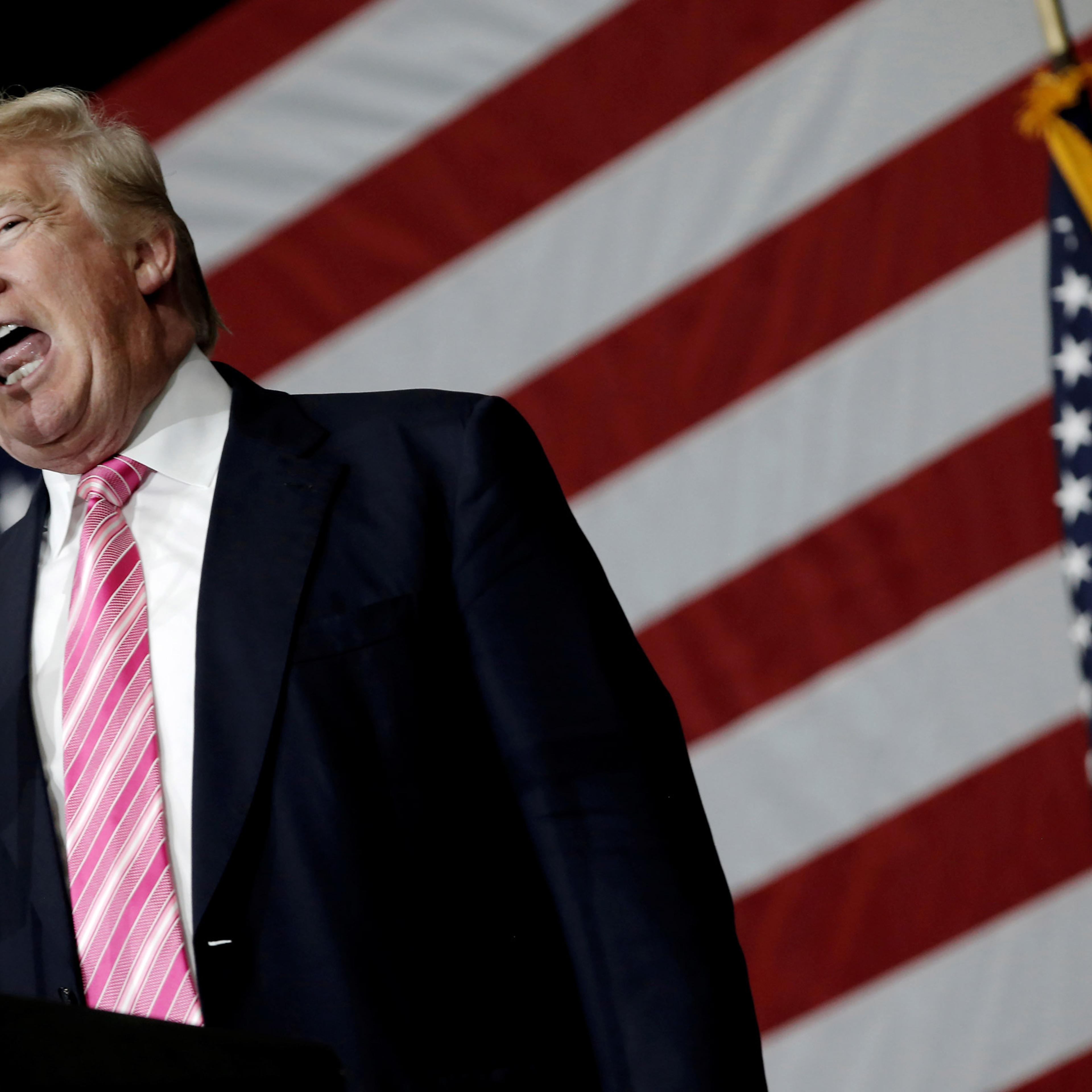 Republican presidential nominee Donald Trump speaks at a campaign rally in Manheim, Pennsylvania, U.S., October 1, 2016. REUTERS/Mike Segar - RTSQD71