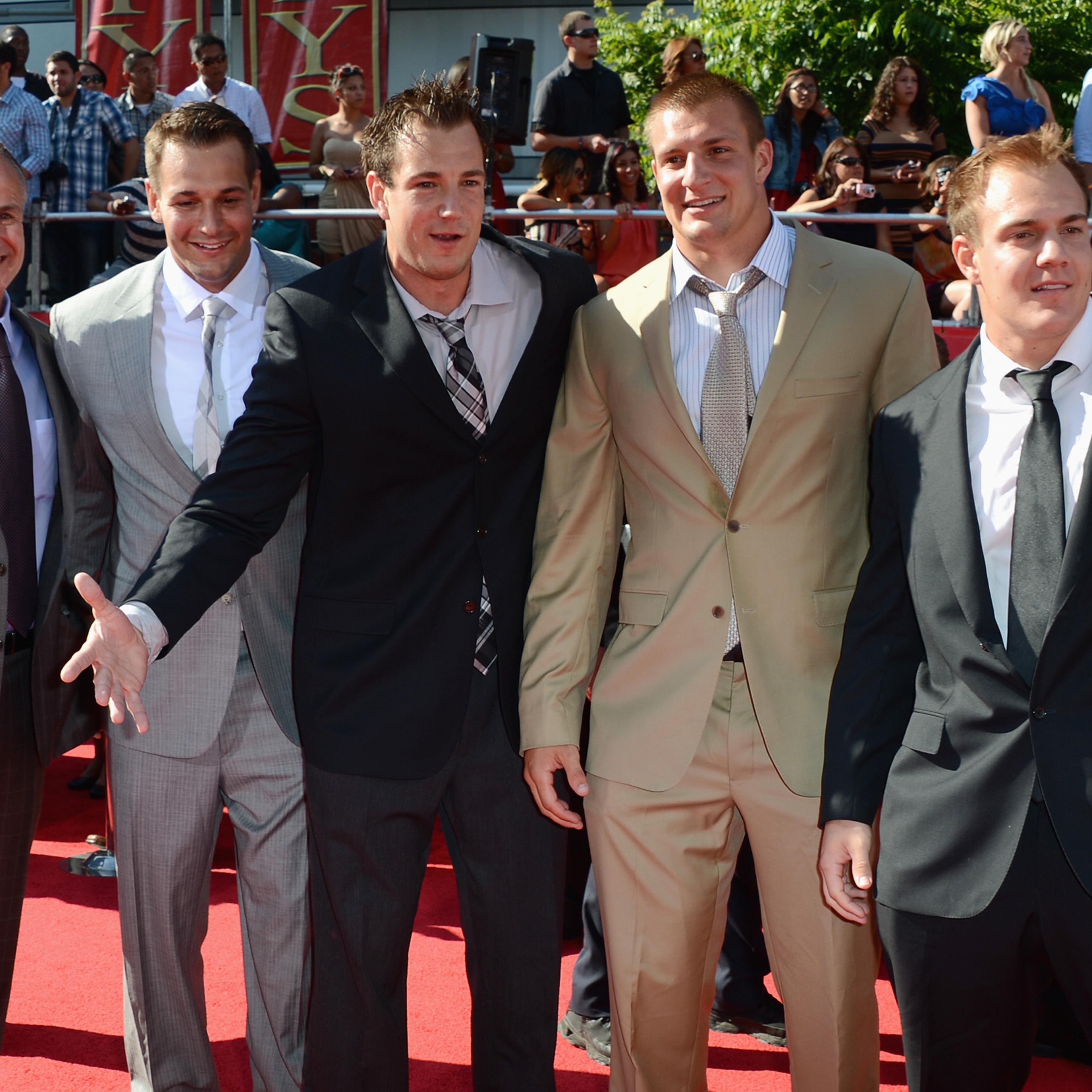 (L-R)Father Gord Gronkowski, Brothers Dan Gronkowski, Gordie Gronkowski, Rob Gronkowski and Glenn Gronkowski arrive at the 2012 ESPY Awards at Nokia Theatre L.A. Live on July 11, 2012 in Los Angeles.