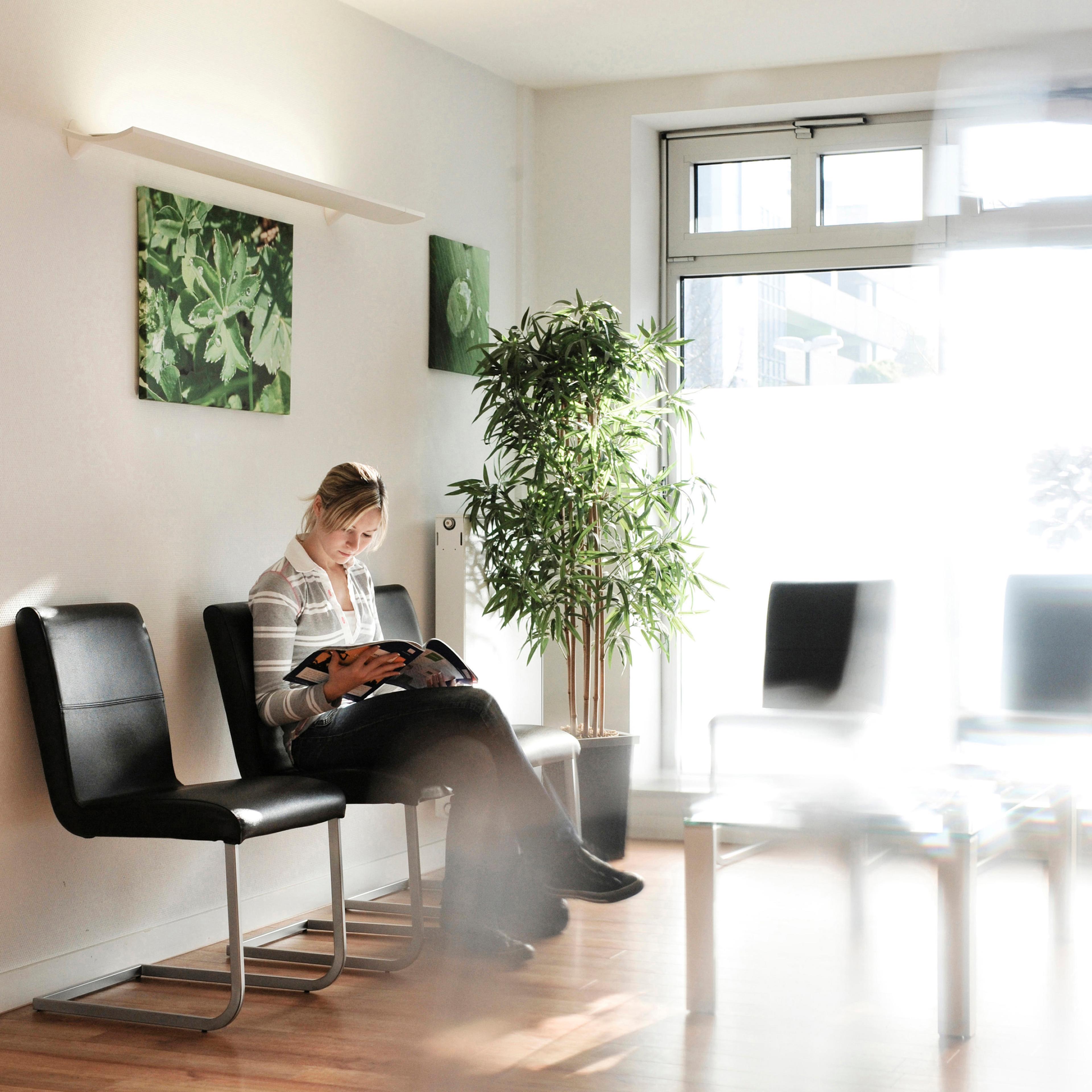 Woman in waiting room of a medical practice