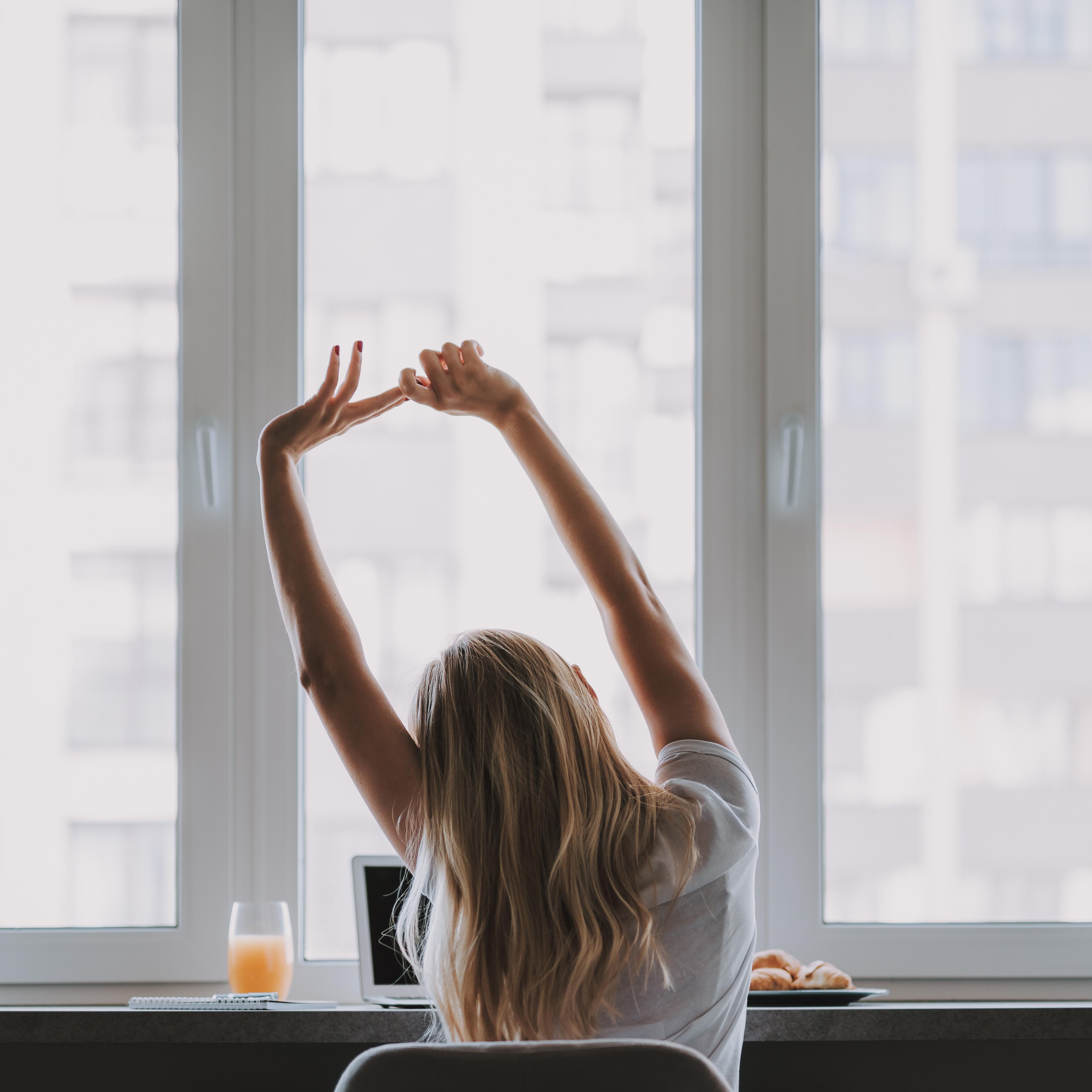 Busy woman stretching
